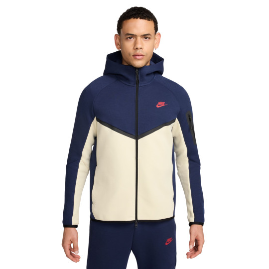 white and navy blue nike tech fleece