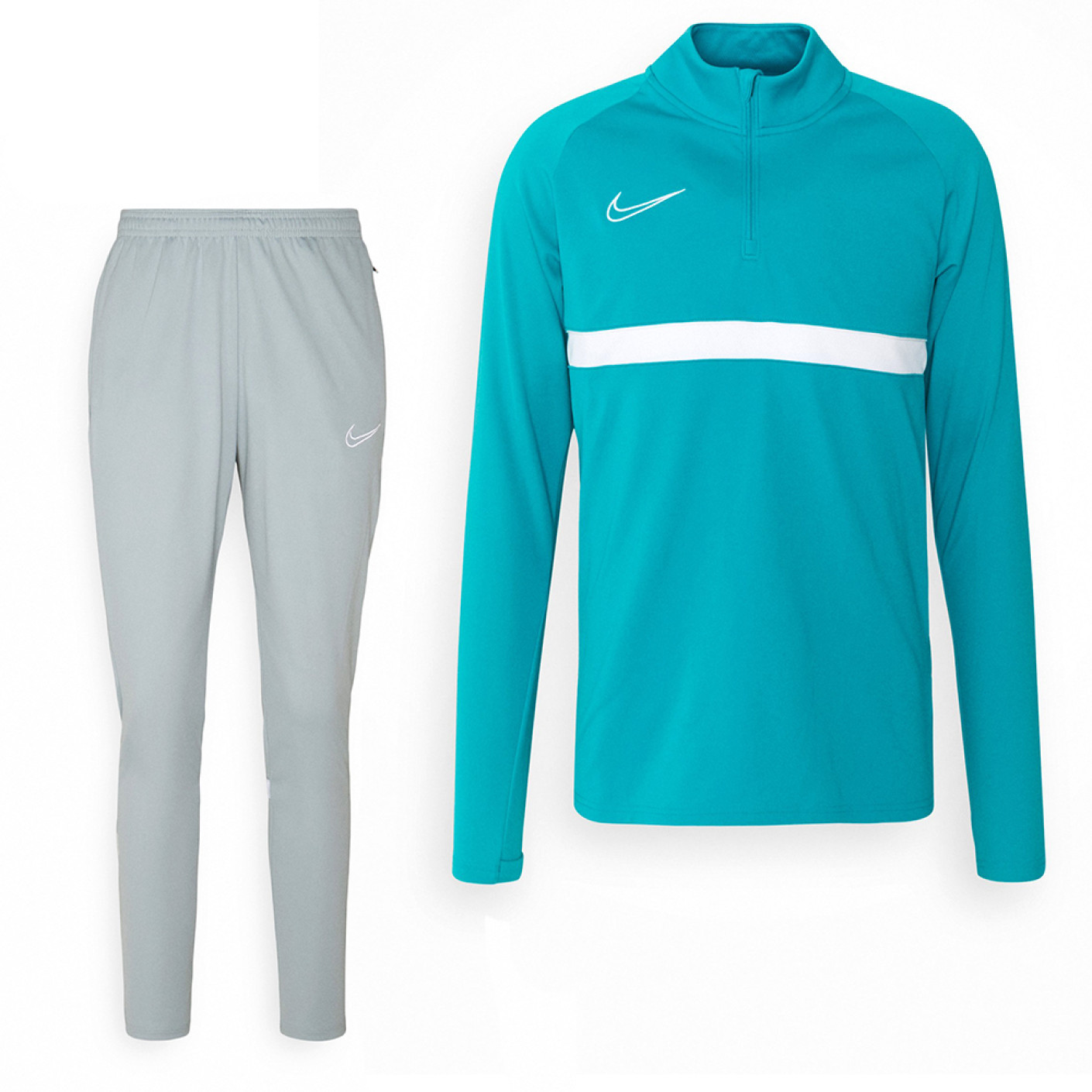 Nike Trainingspak Academy 21 Turquoise Lichtgrijs