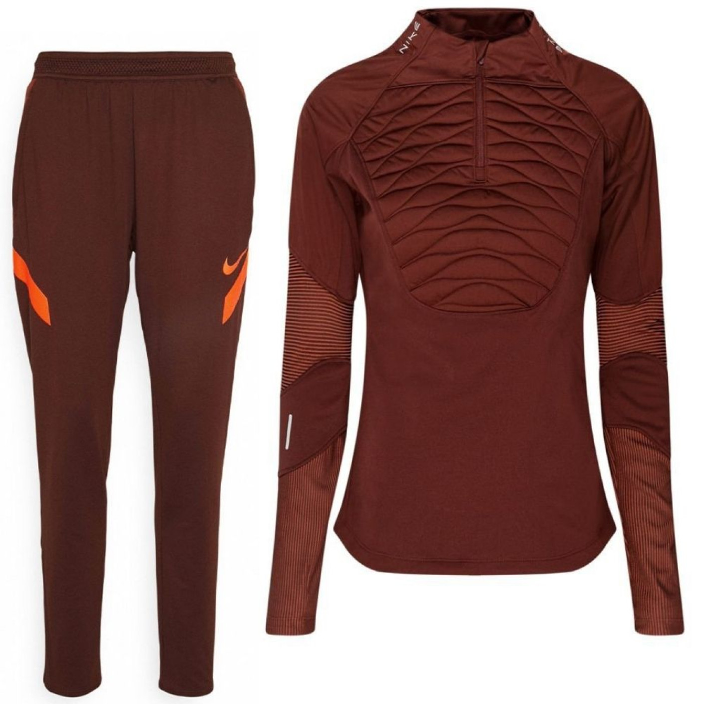 Nike Trainingspak Strike Therma Winter Warrior Dames Bruin Rood Oranje