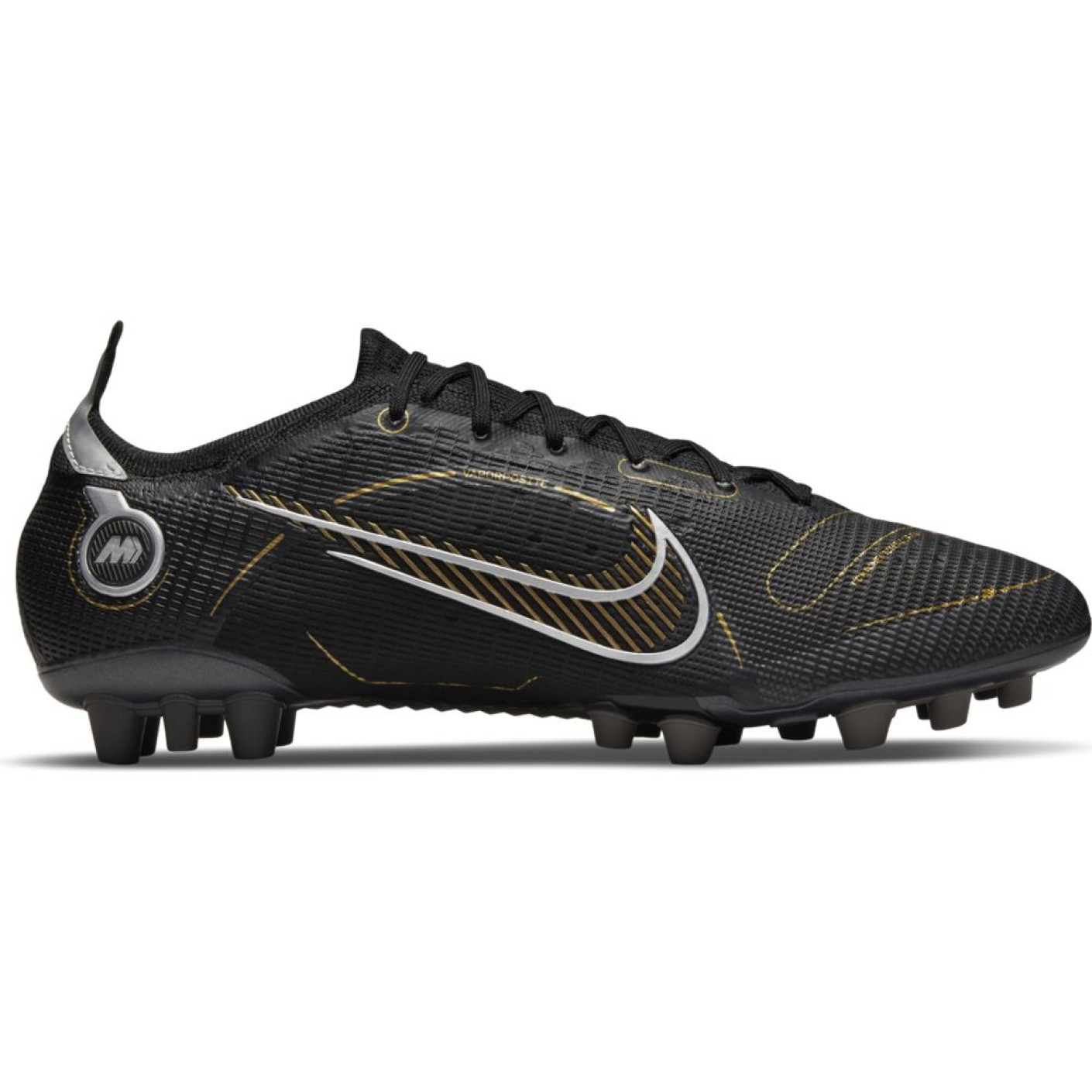 Nike Mercurial Vapor Elite Artificial Turf Football Shoes (AG) Black Dark Grey Gold