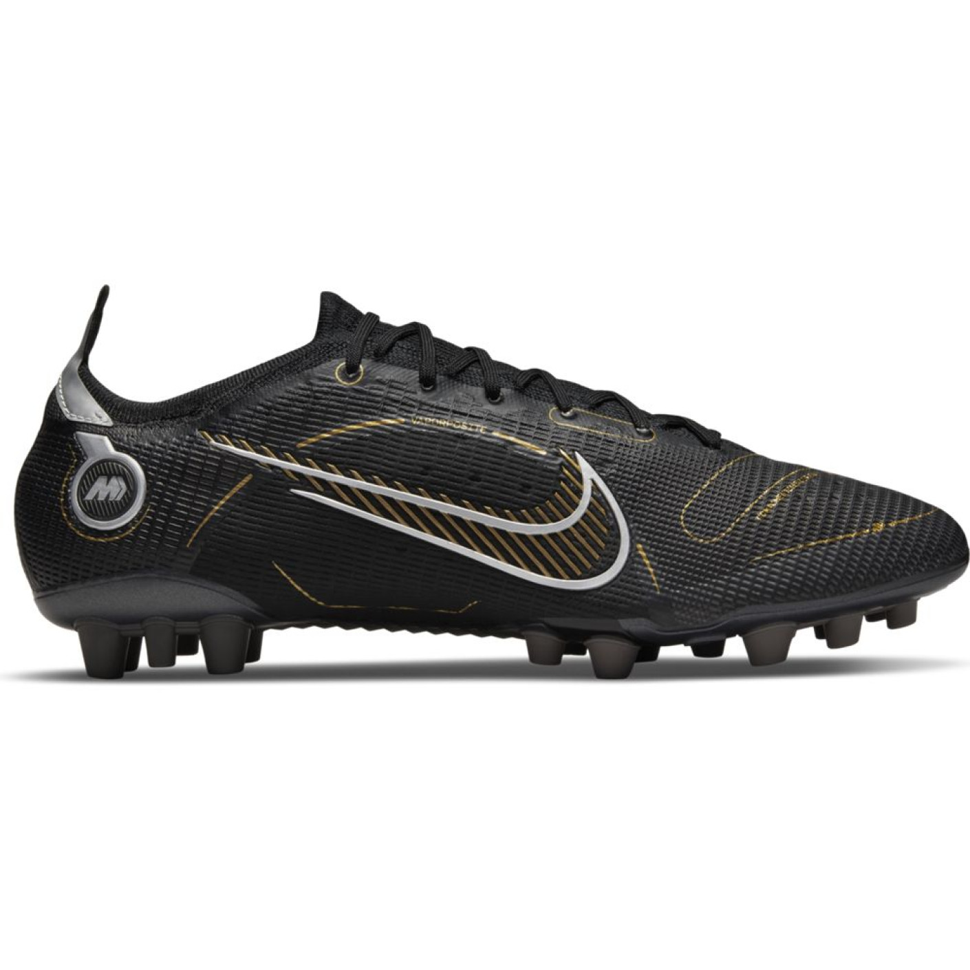 Nike Mercurial Vapor Elite Kunstgras Voetbalschoenen (AG) Zwart Donkergrijs Goud