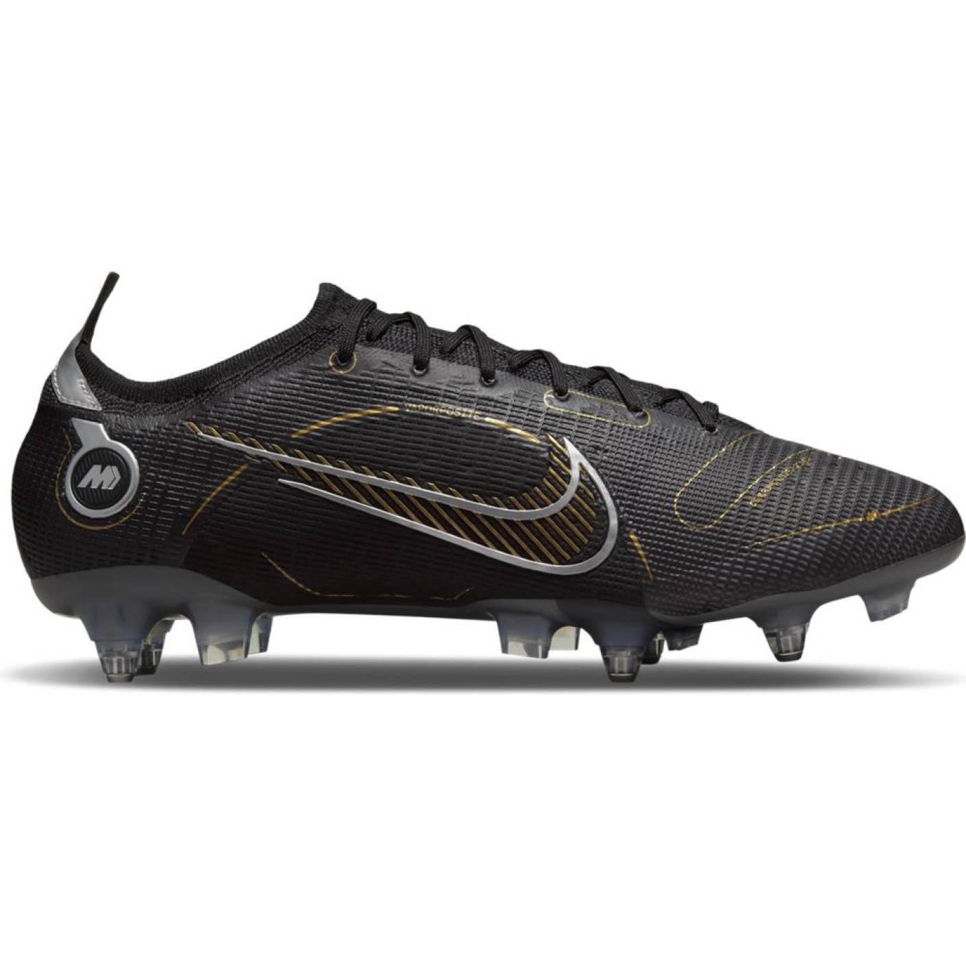 Nike Mercurial Vapor Elite Iron-Nop Football Shoes (SG) Anti-Clog Black Dark Grey Gold