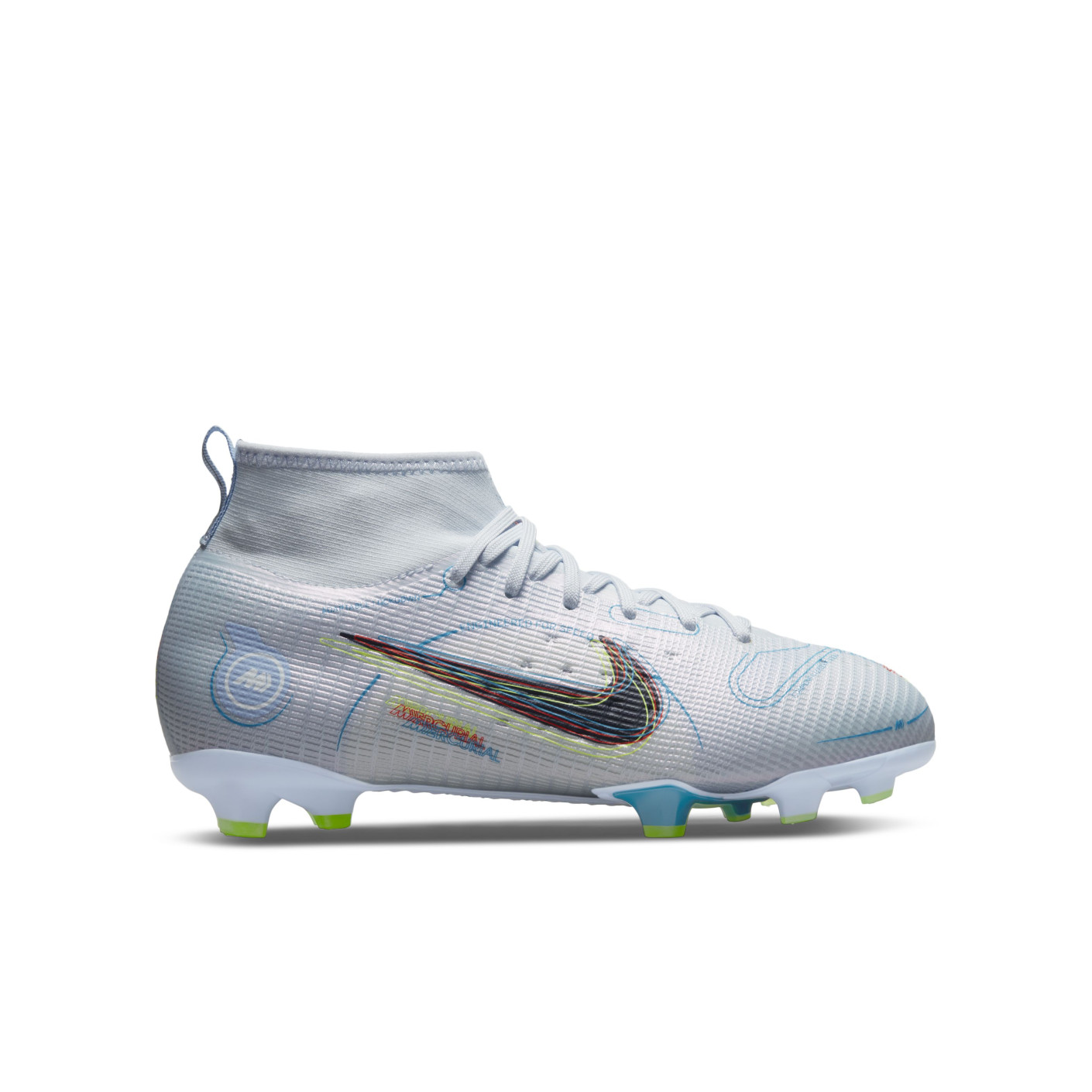 Nike Mercurial Superfly Pro Grass Football Shoes (FG) Kids Grey Dark Blue