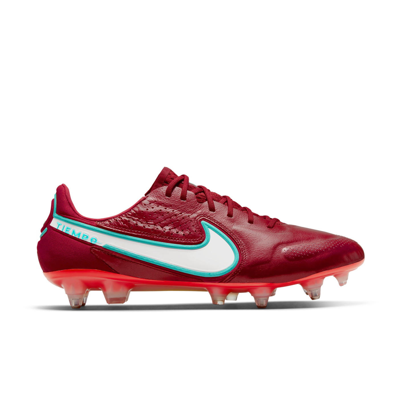 Nike Tiempo 9 Legend Elite Iron-Nop Football Shoes (SG) Anti-Clog Red White Pink