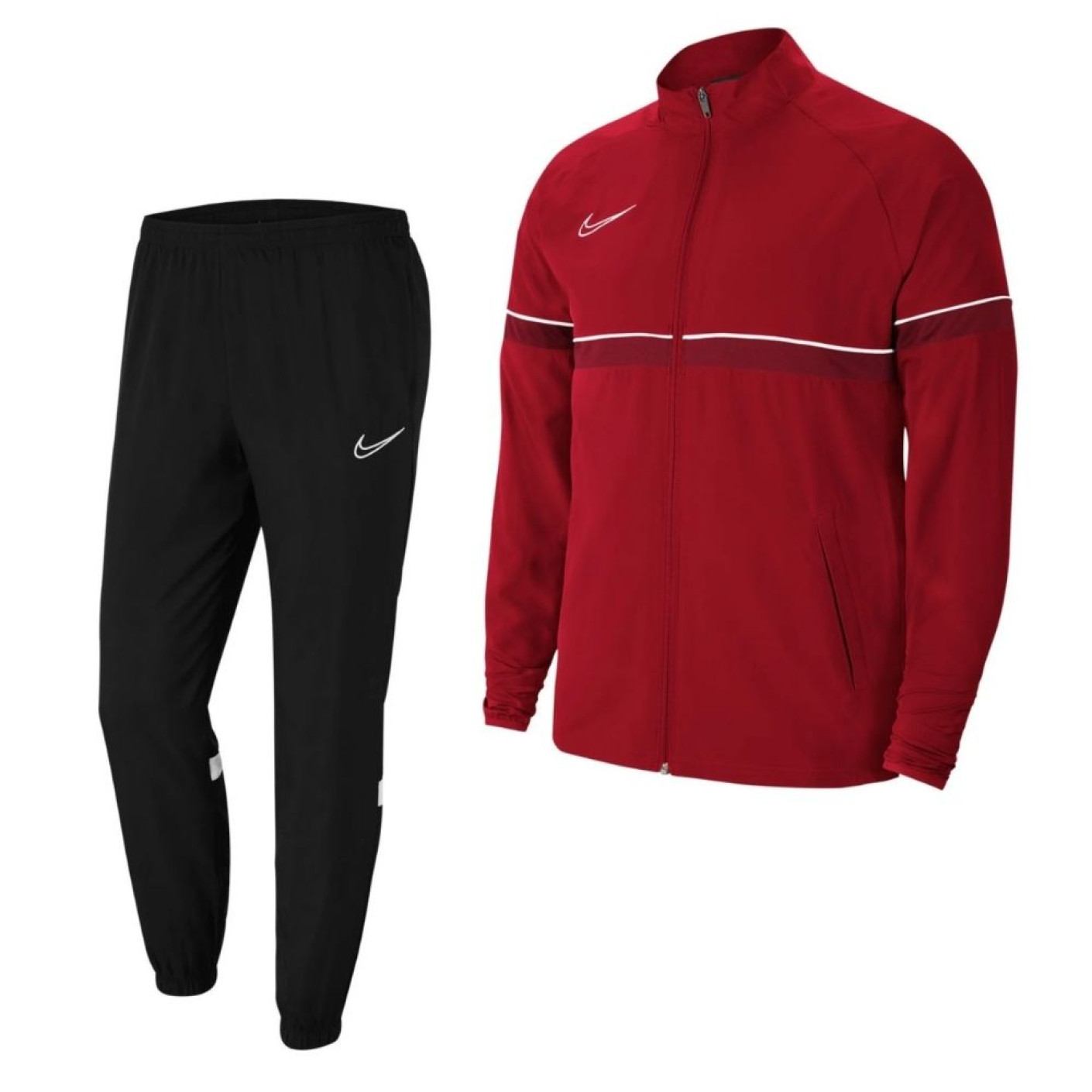 Nike Academy 21 Dri-Fit Woven Trainingspak Rood Wit Zwart