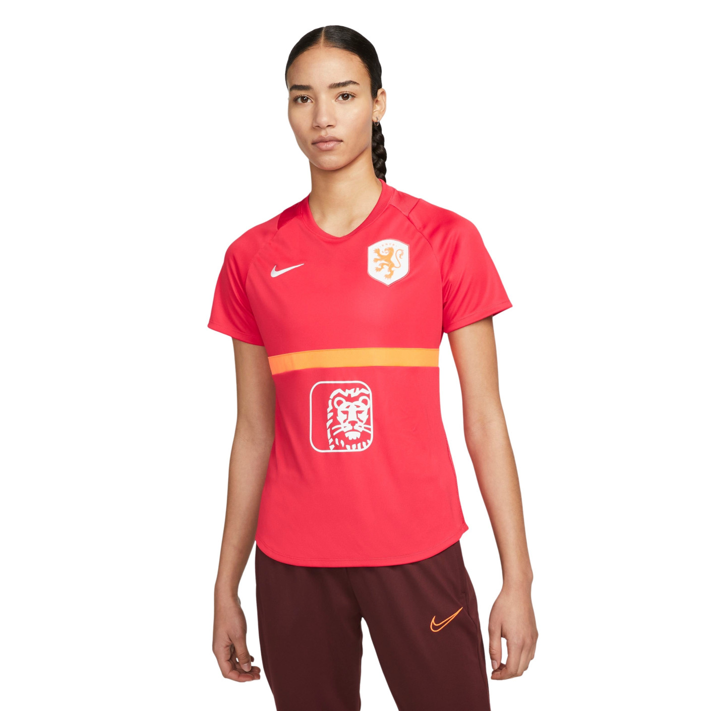 Nike Nederland Academy Pro Trainingsshirt 2022-2023 Dames Rood Oranje Wit