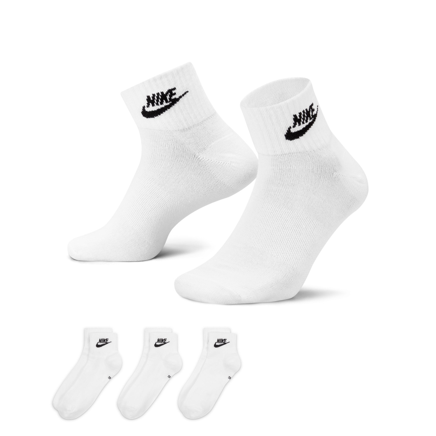 Nike Sportswear Everyday Essential Korte Sportsokken 3-Pack Wit Zwart