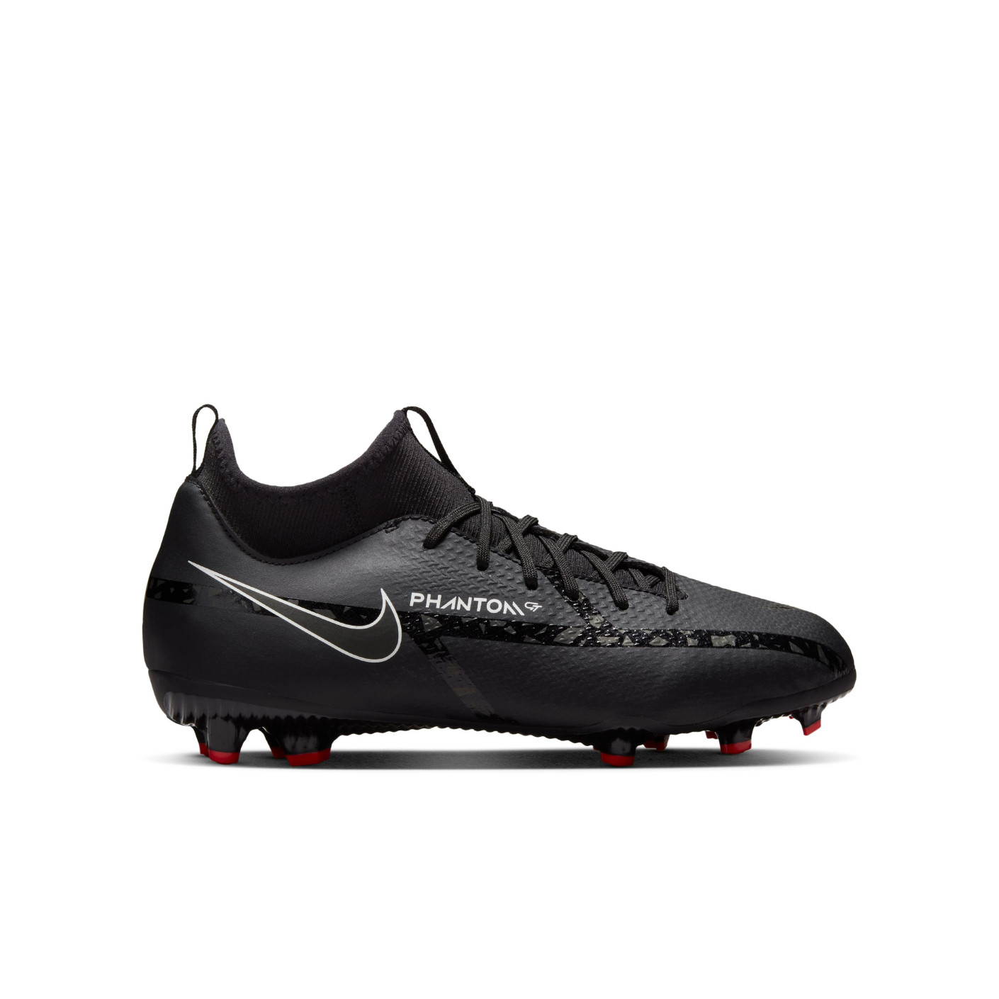 Nike Phantom Academy GT2 DF Grass/Artificial Grass Football Shoes (MG) Kids Black Grey Red