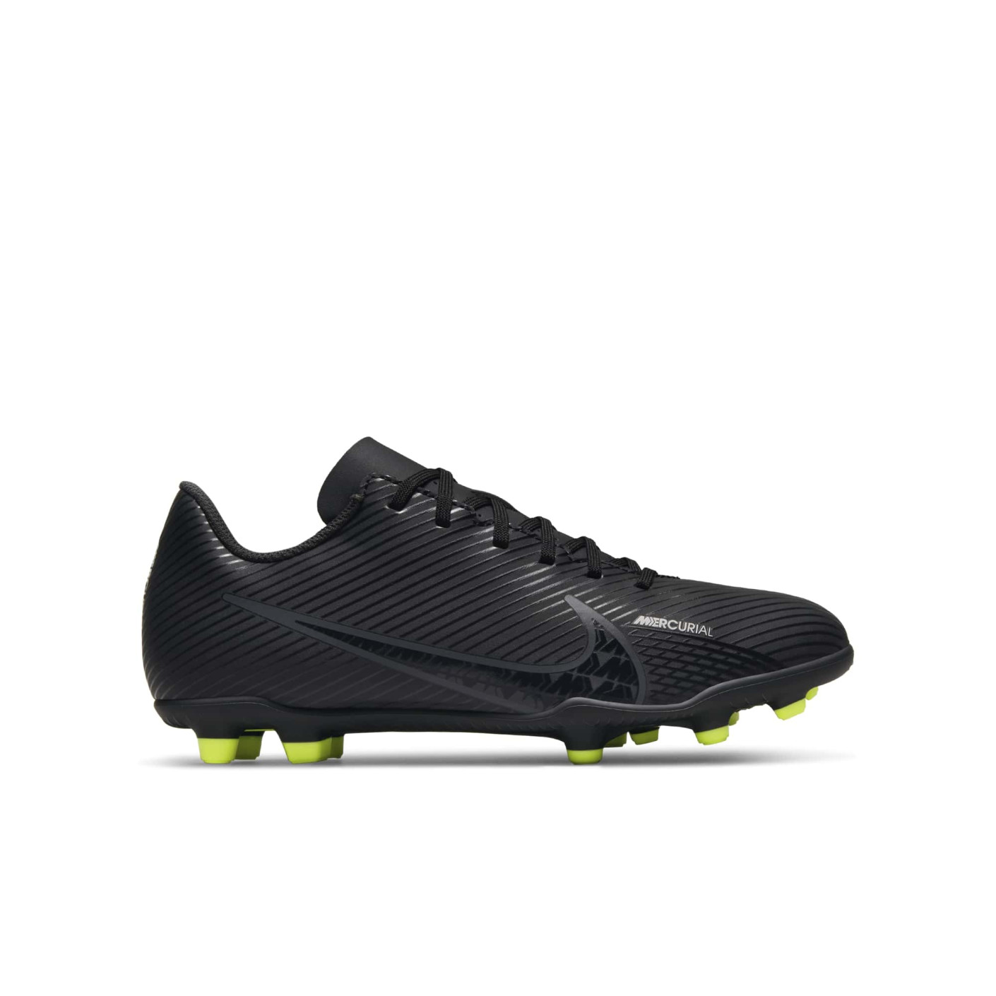 Nike Mercurial Vapor 15 Club Grass/ Artificial Grass Football Shoes (MG) Kids Black Grey Neon Yellow