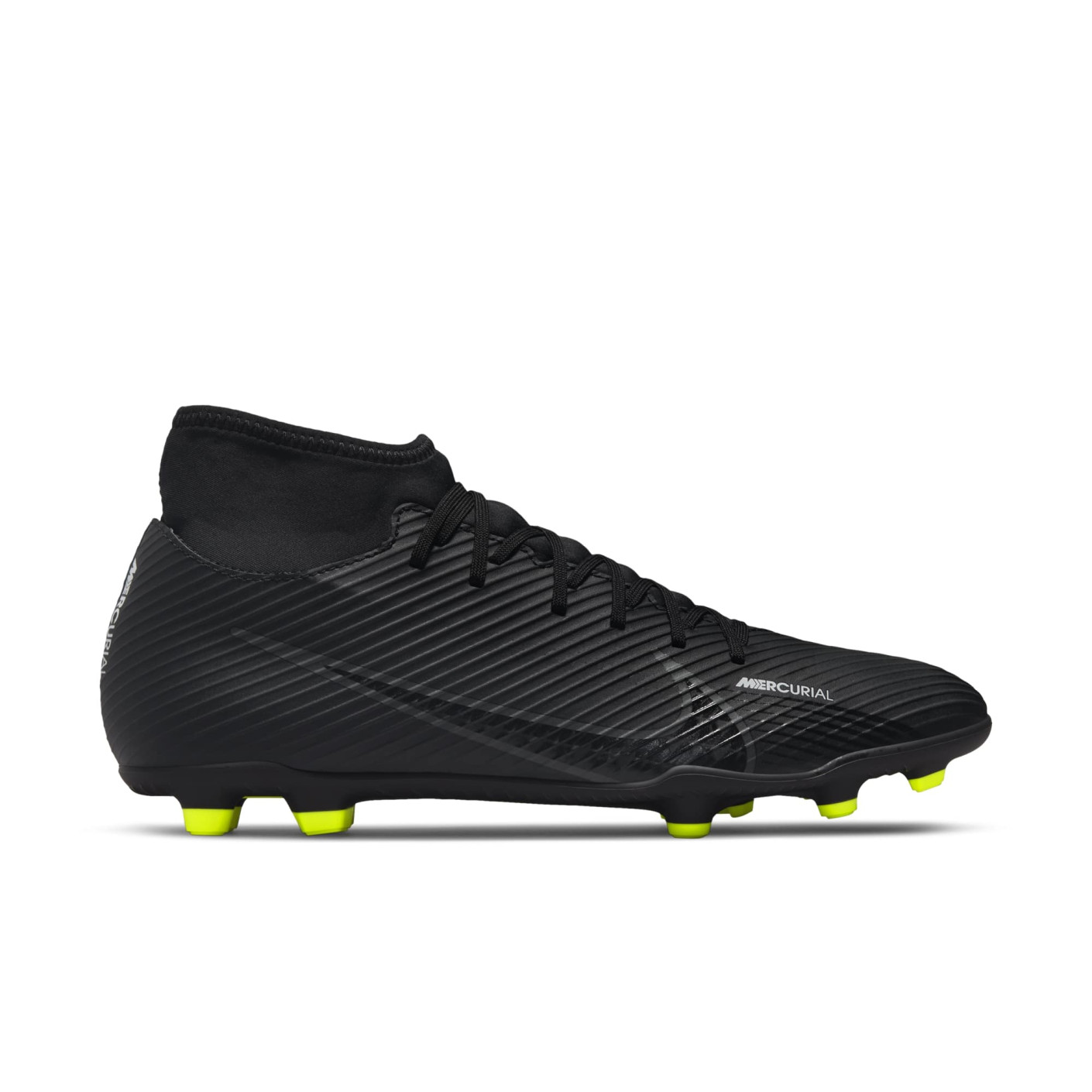 Nike Mercurial Superfly 9 Club Gras/Artificial Grass Football Shoes (MG) Black Grey Neon Yellow