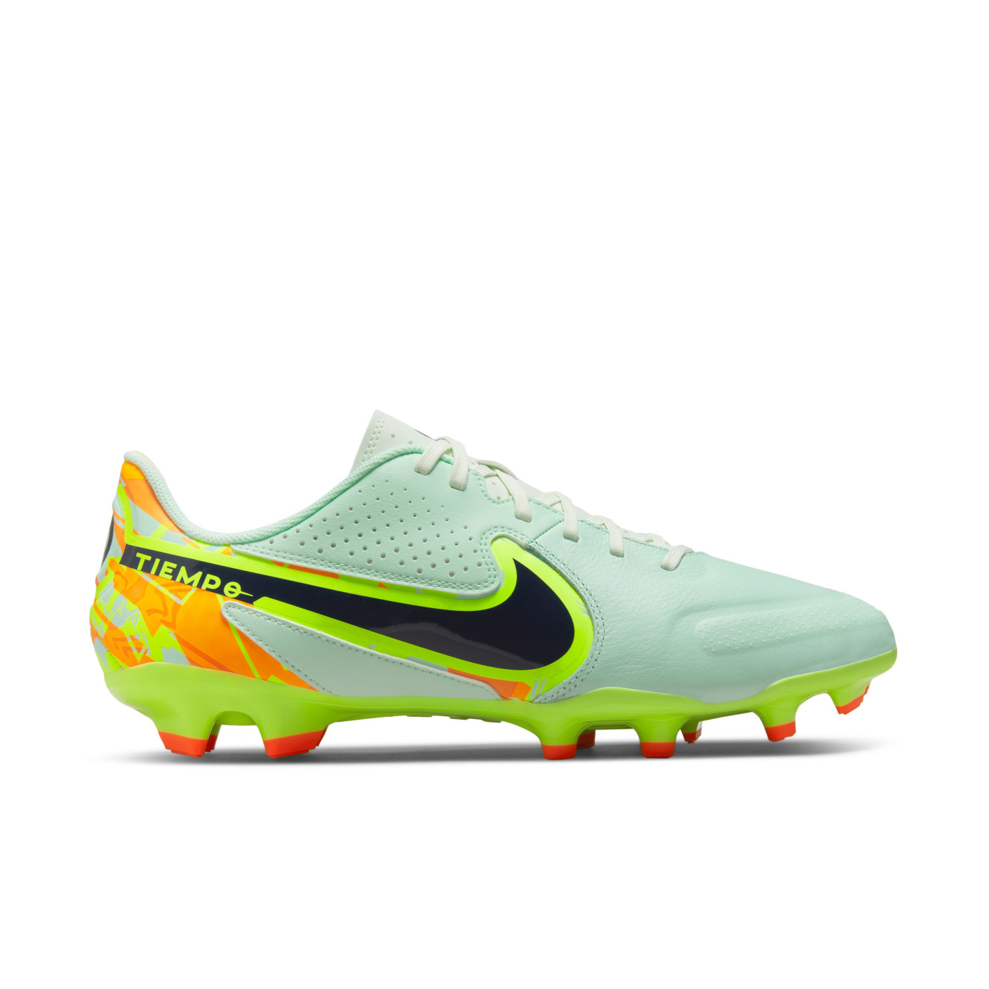 Nike Tiempo Legend Academy 9 Grass/Artificial Turf Football Shoes (MG) Green Orange Yellow