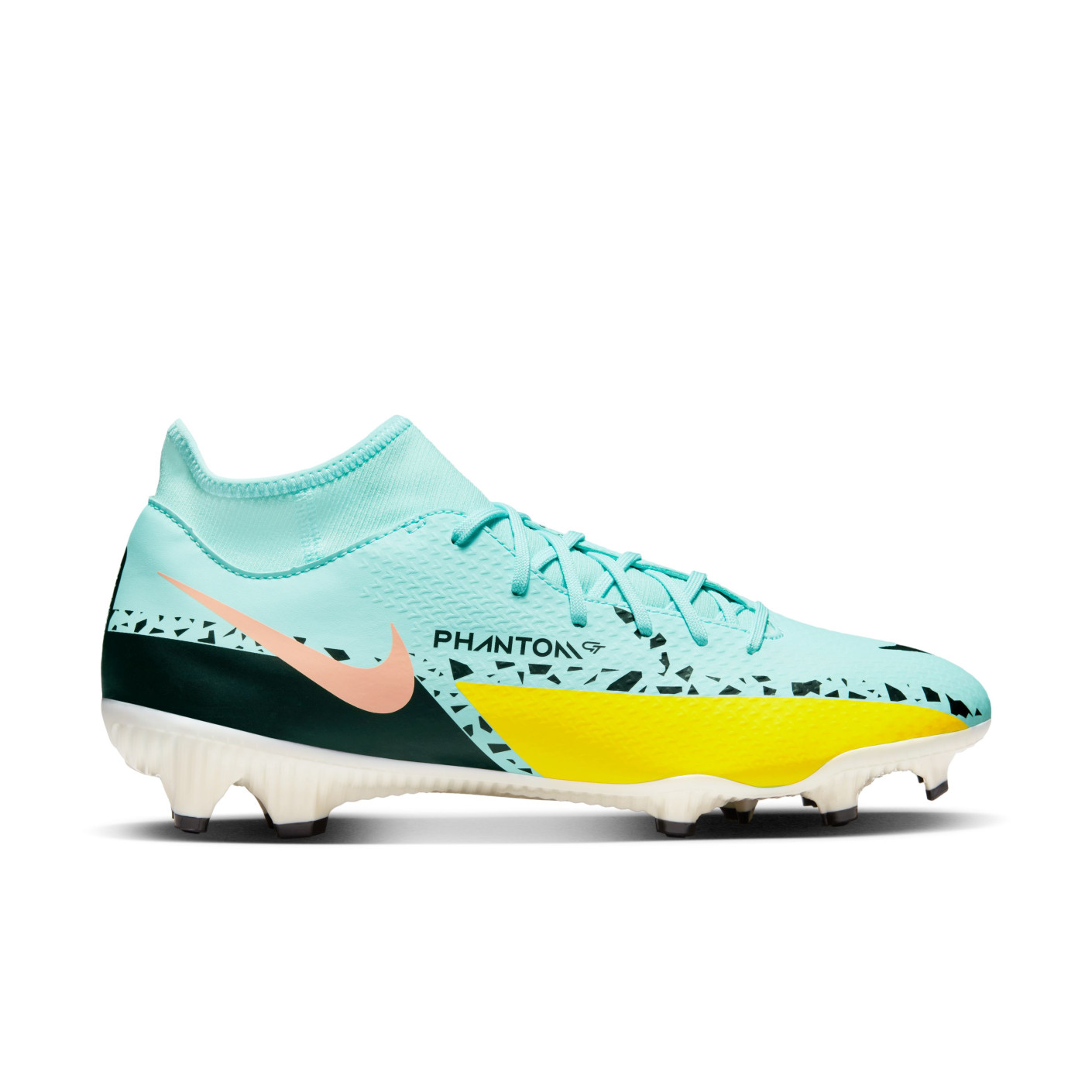 Nike Phantom Academy GT2 Dynamic Fit Gras / Kunstgras Voetbalschoenen (MG) Blauw Zwart Roze Geel