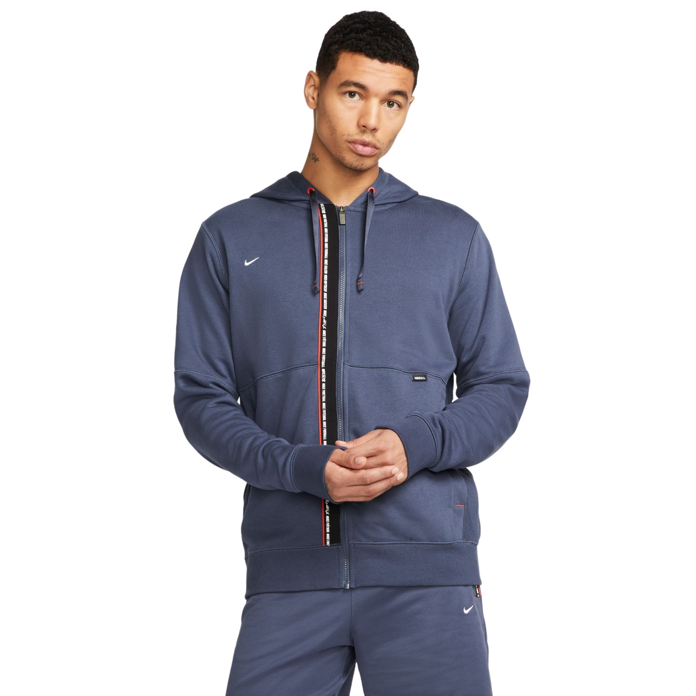 Nike F.C. Tribuna Full-Zip Fleece Hoodie Blauw Rood