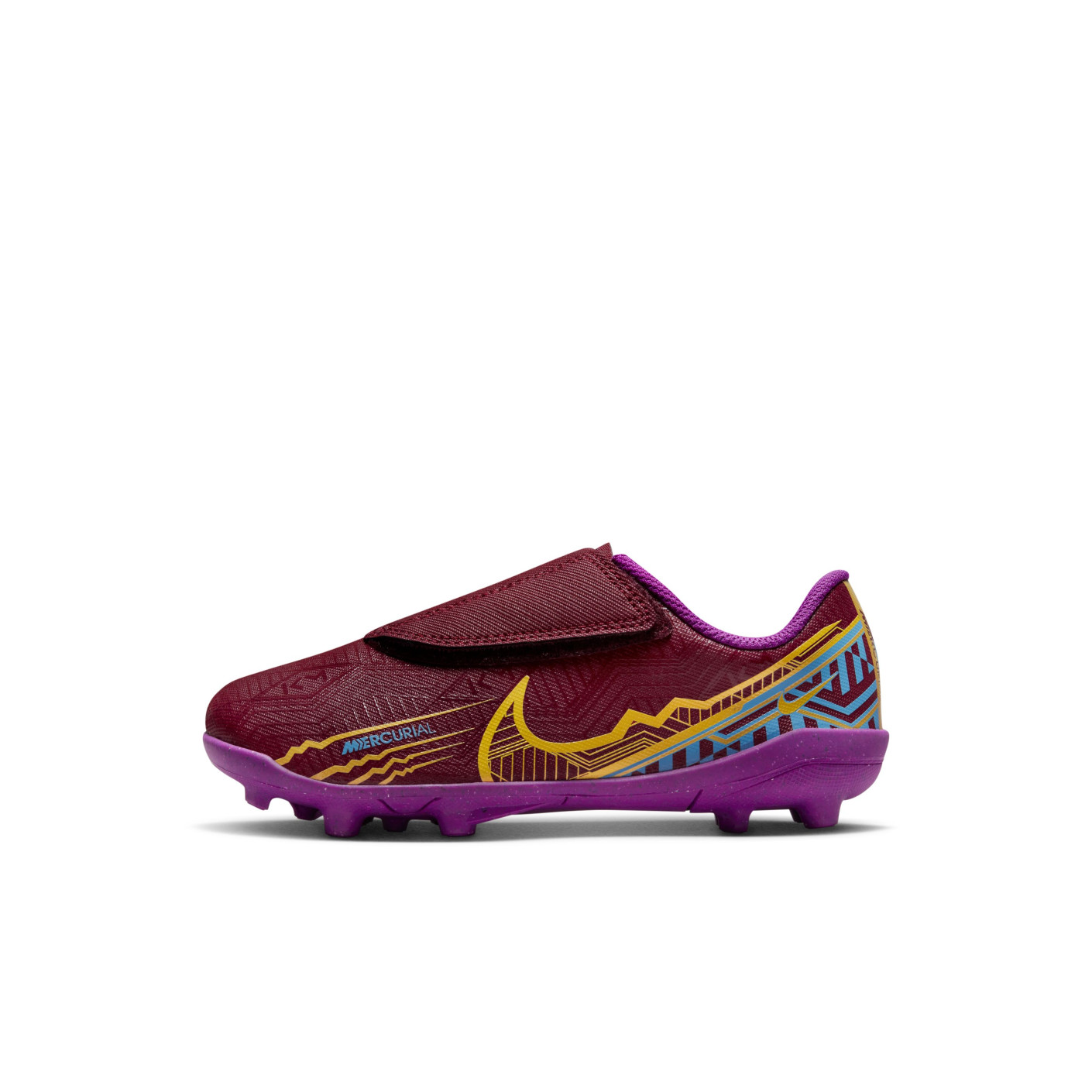 Nike Mercurial Vapor Club 15 KM Grass Artificial Grass Football Shoes MG Kids Burgundy Gold Blue KNVBshop