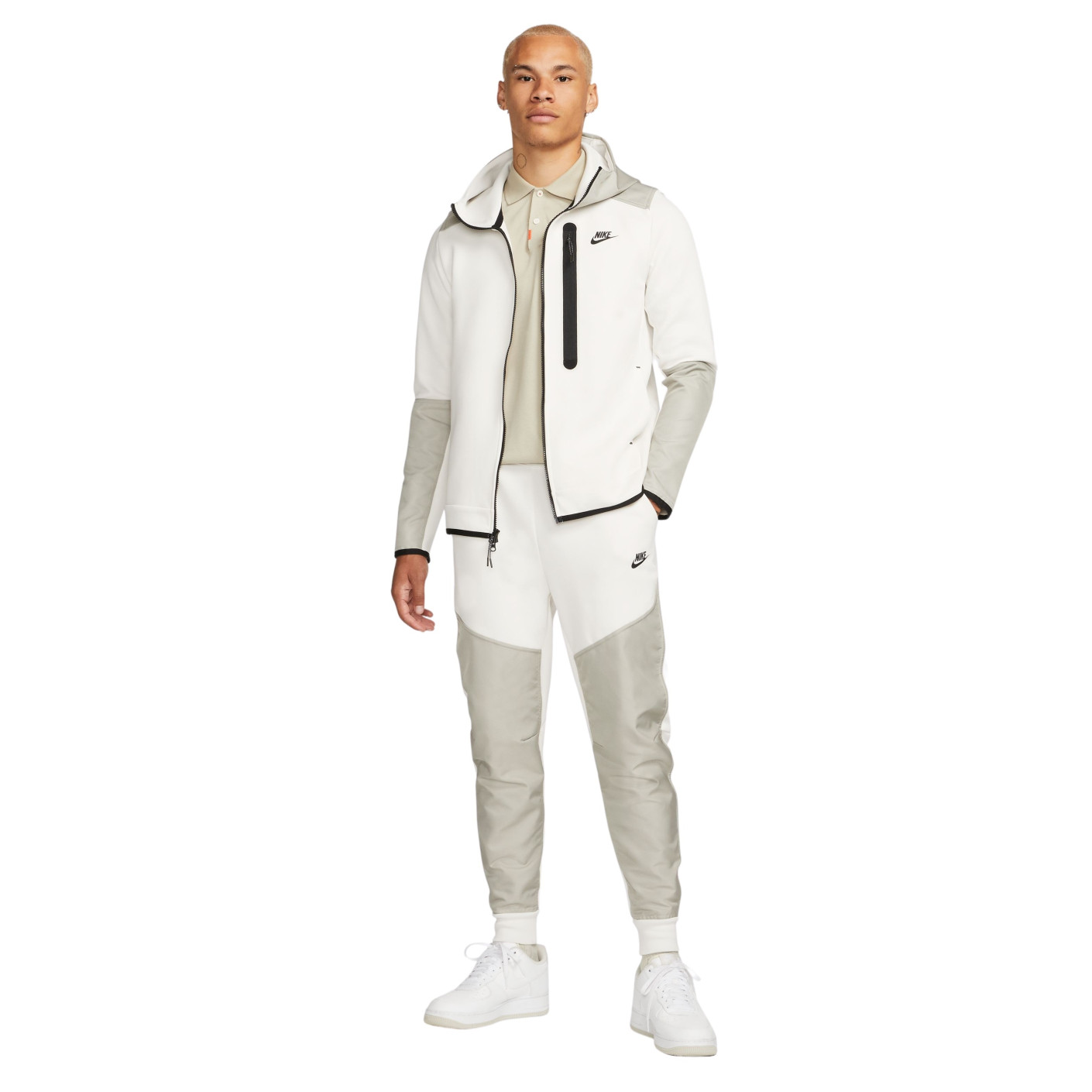 Nike Tech Fleece Overlay Trainingspak Wit Grijs