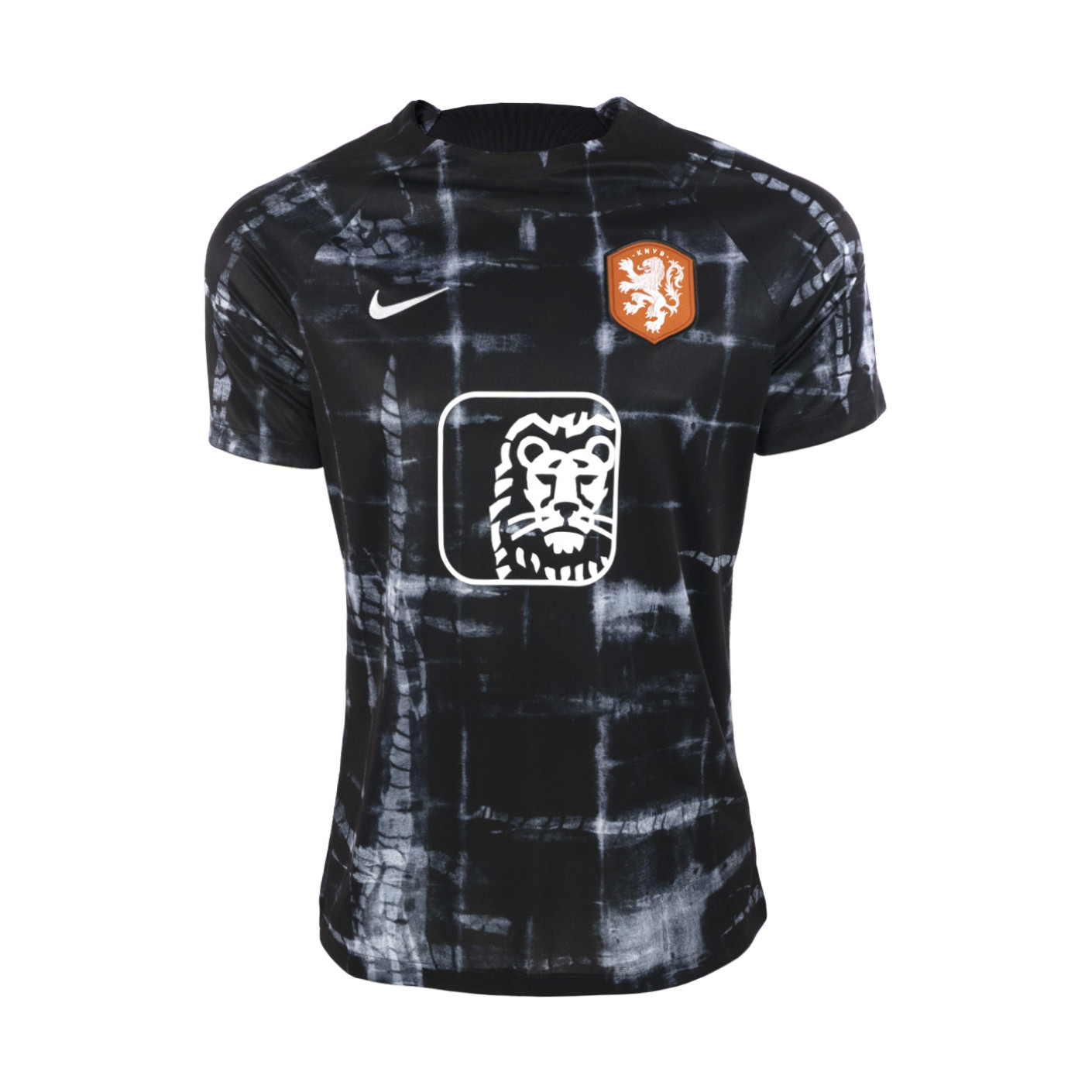 Nike Nederland Pre Match Trainingsshirt 2022-2024 Kids Zwart Wit