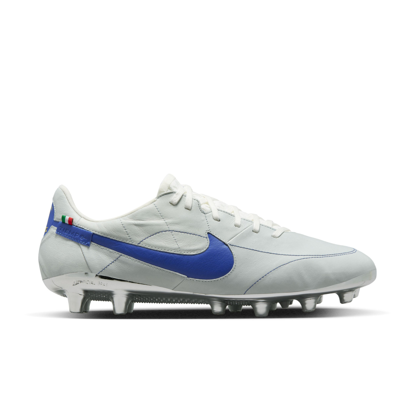 trog pijpleiding Een nacht Nike Tiempo Legend Elite 9 Made in Italy Kunstgras Voetbalschoenen (AG) Wit  Blauw Zilver - KNVBshop.nl