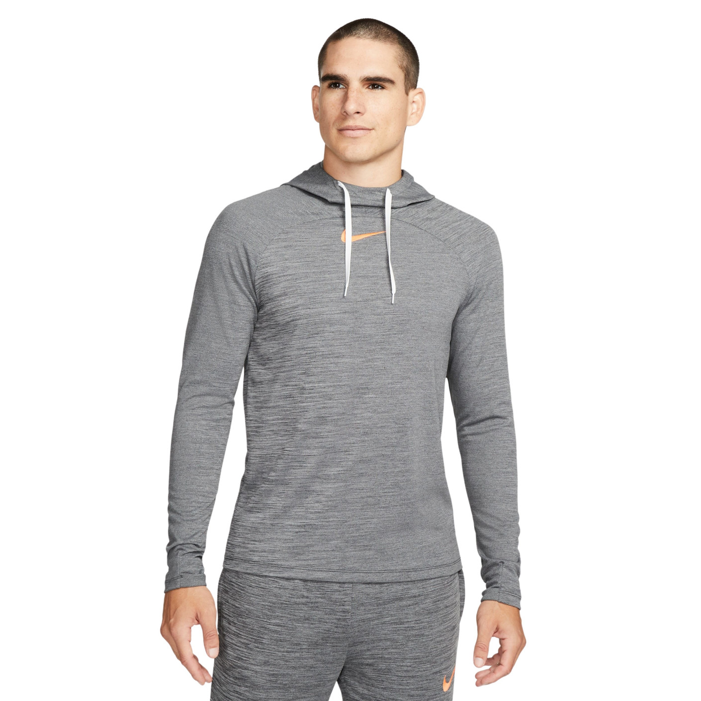 Nike Dri-Fit Academy Hoodie Grey White Orange