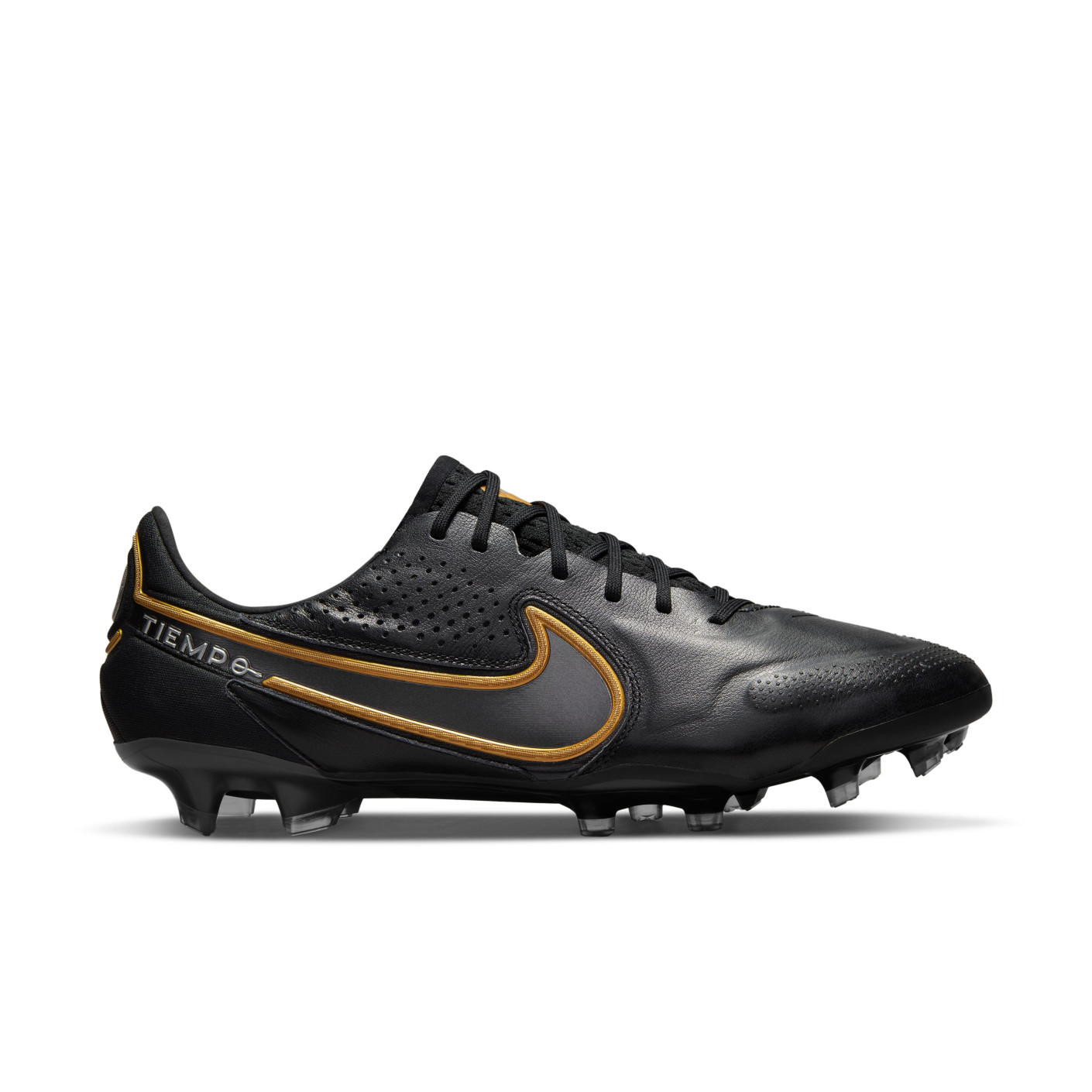 Nike Tiempo Legend Elite 9 Gras Voetbalschoenen (FG) Zwart Donkergrijs Goud