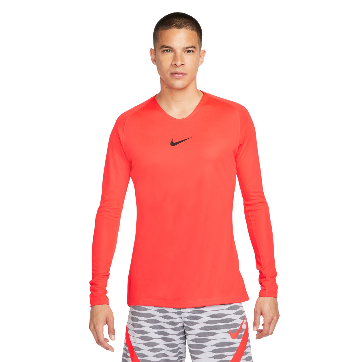 Nike Dri-Fit Park Long Sleeve Base Layer Bright Red Black