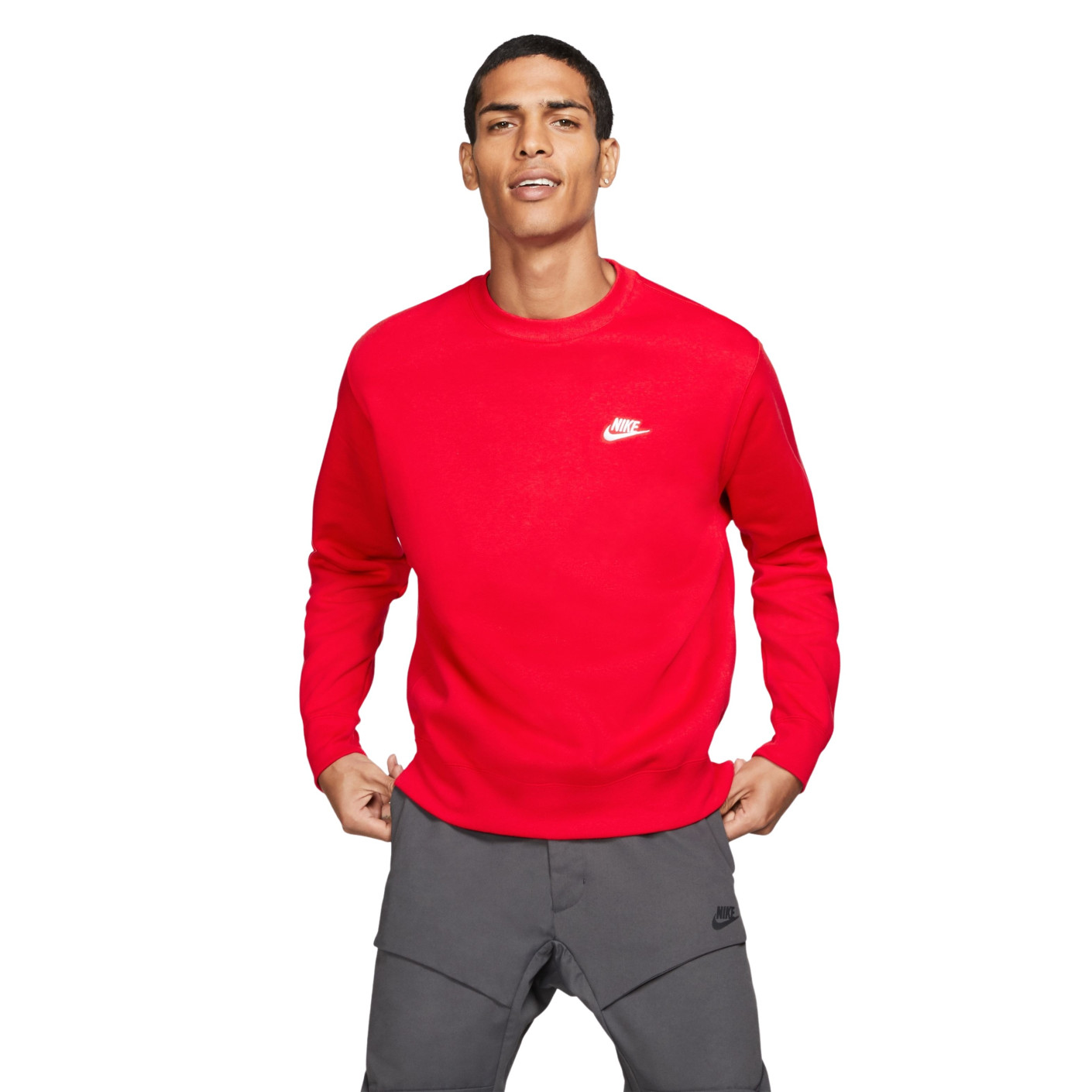 Nike Sportswear Club Crew Sweater Fleece Rood Wit KNVBshop