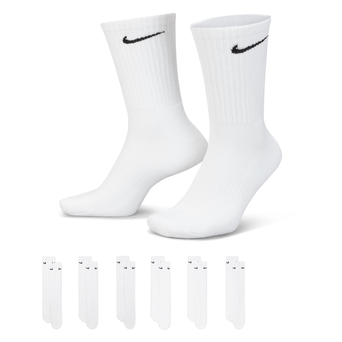 Nike Everyday Sportsokken Cushioned 6-Pack Wit Zwart