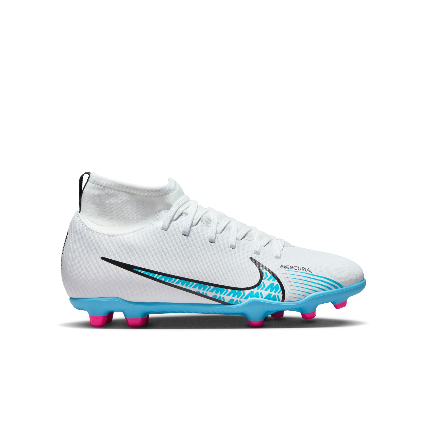 Nike Mercurial Superfly 9 Club Grass/ Artificial Grass Football Shoes (MG) Kids White Blue Pink