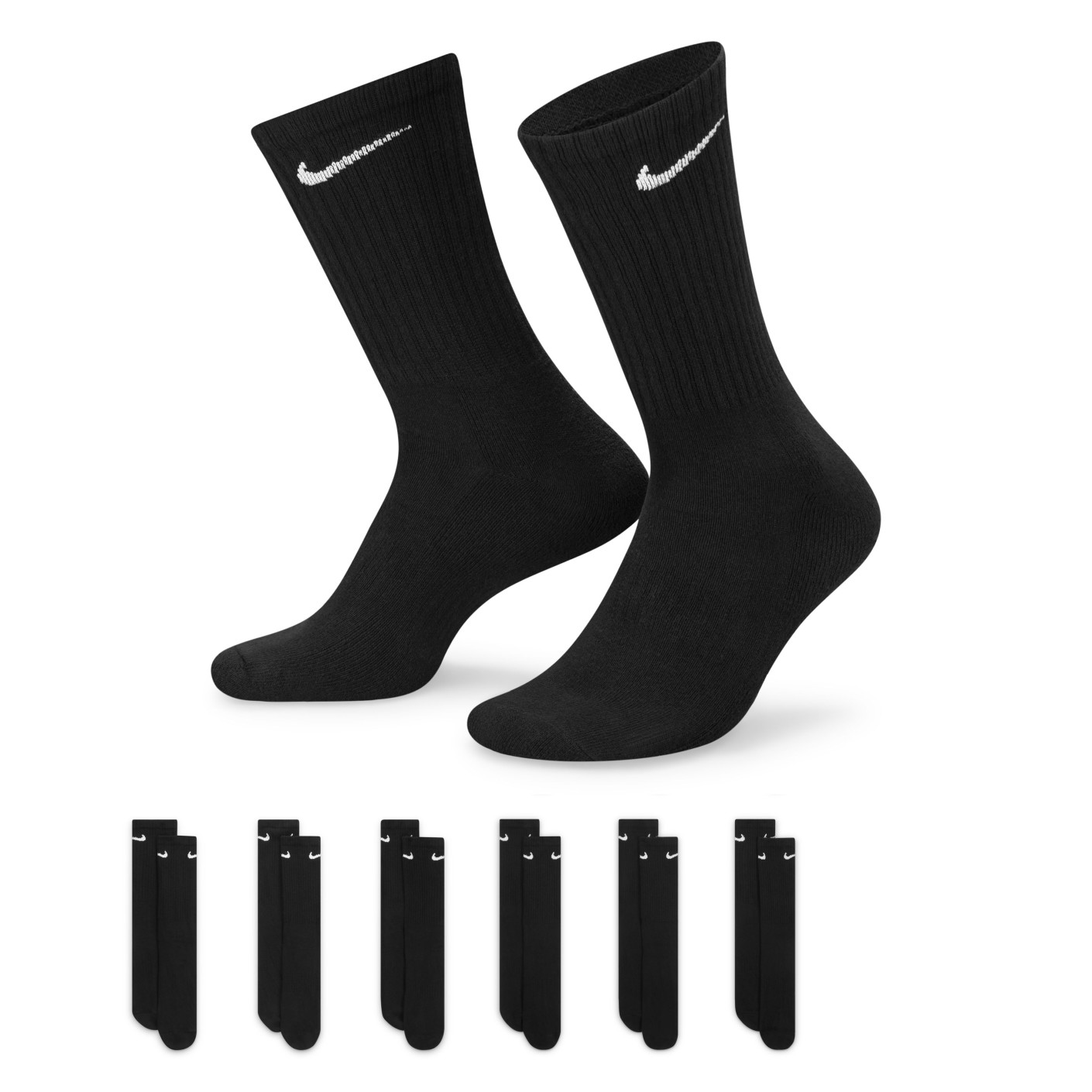 Nike Everyday Sportsokken Cushioned 6-Pack Zwart Wit