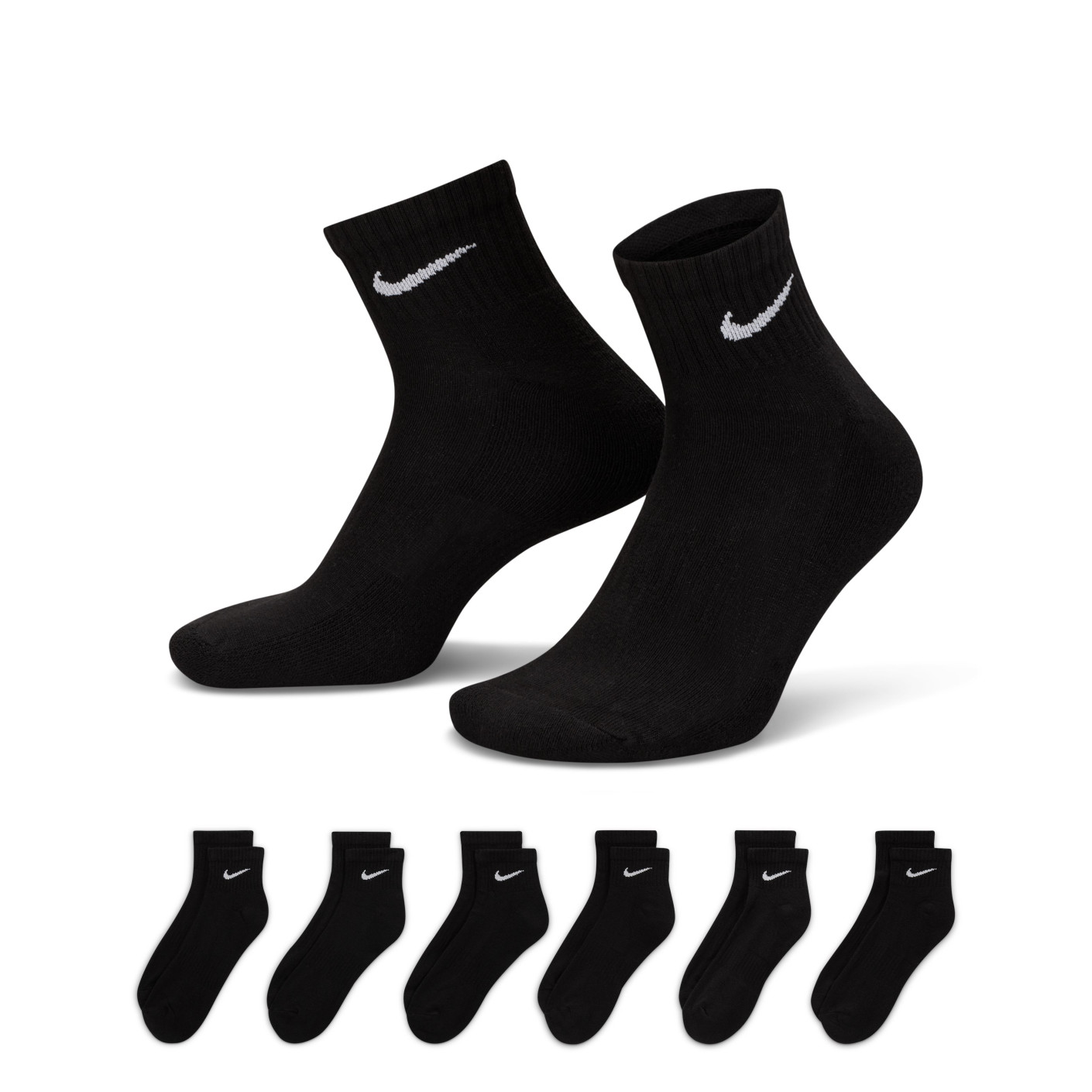 Nike Everyday Enkel Sportsokken Cushioned 6-Pack Zwart Wit