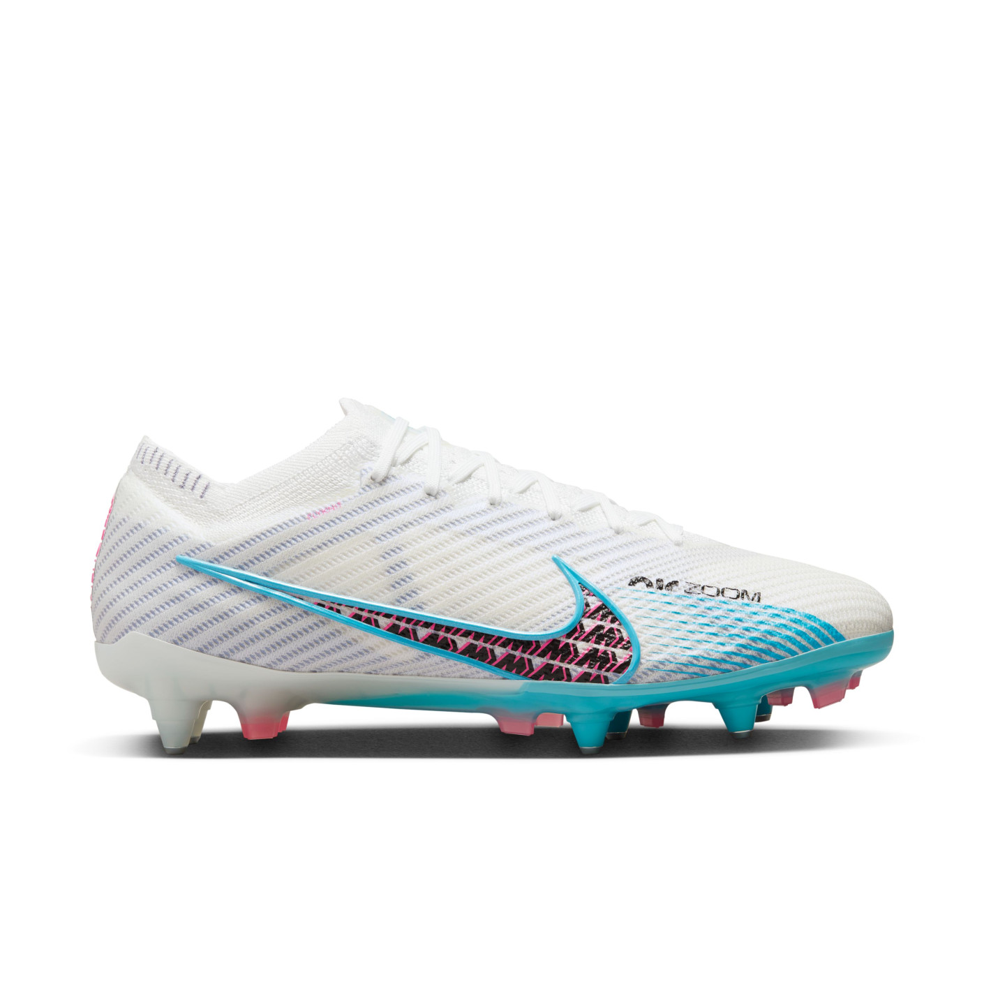 Nike Zoom Mercurial Vapor 15 Elite Iron Stud Football Shoes (SG) Anti-Clog White Blue Pink