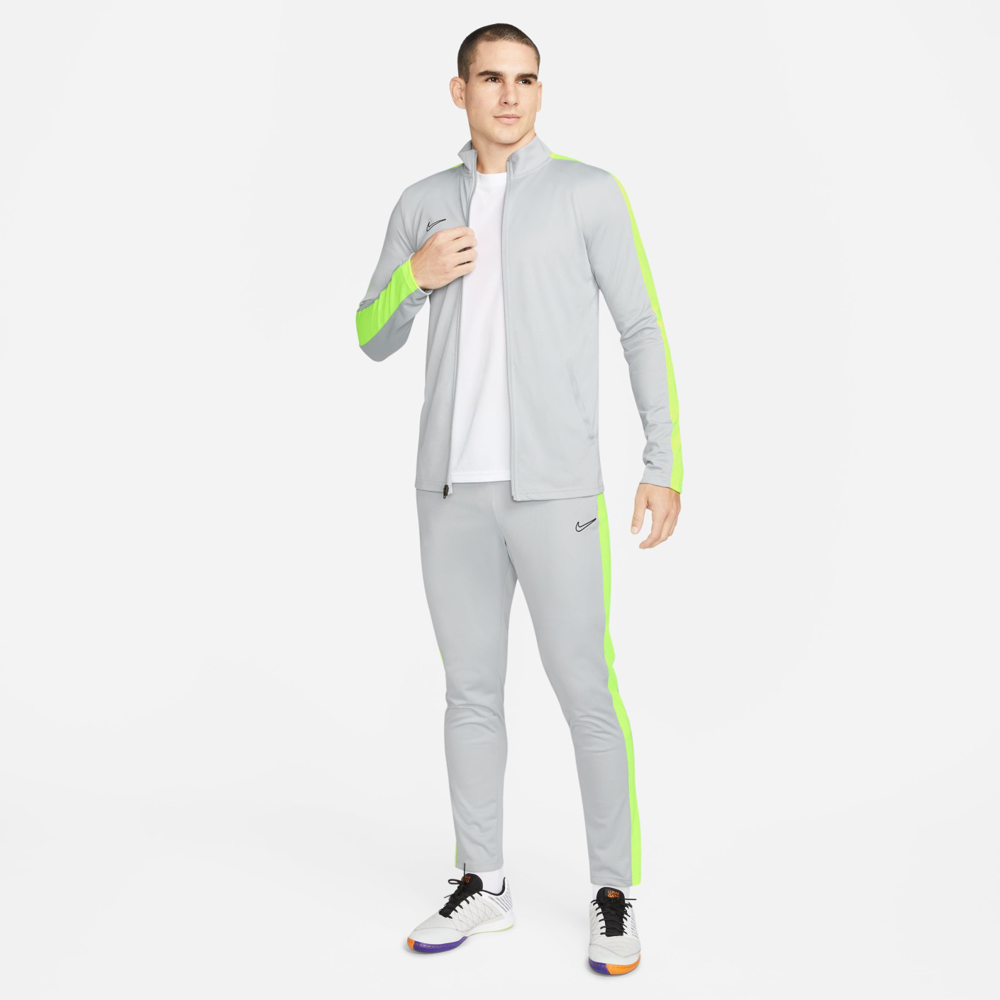 Grey and yellow nike tracksuit hotsell