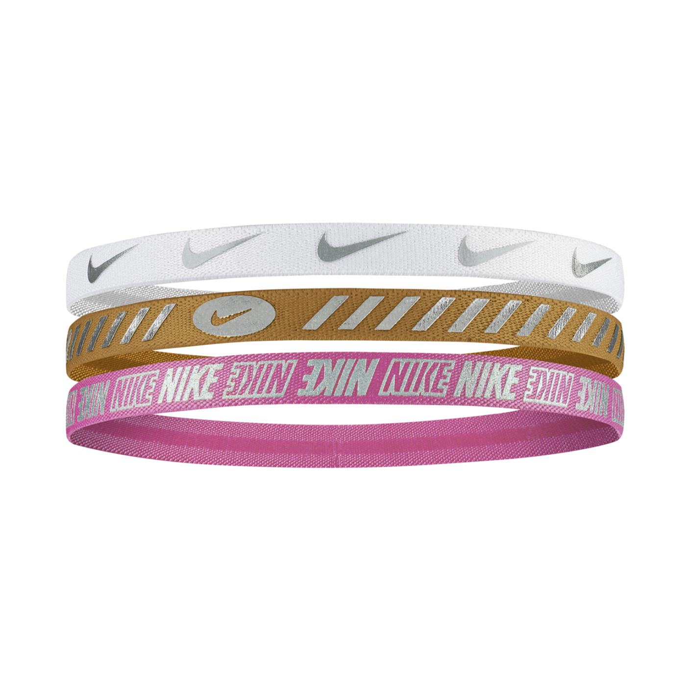 Nike Haarbanden 3.0 3-Pack Wit Goud Zilver Roze - KNVBshop.nl
