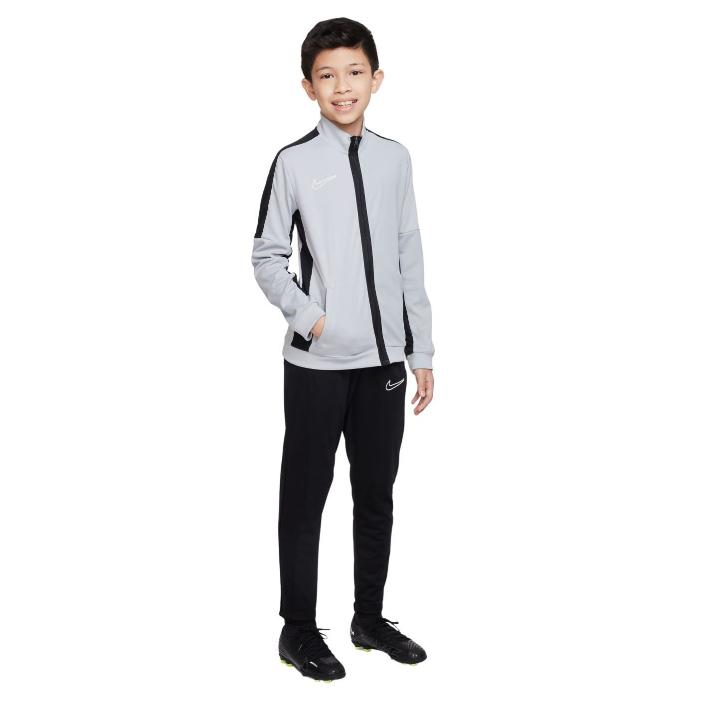 Nike Dri Fit Academy 23 Full Zip Tracksuit Kids Grey Black White