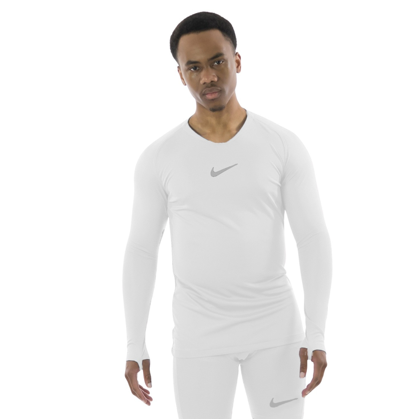 Nike Park Dri-Fit Long Sleeve Base Layer White Grey