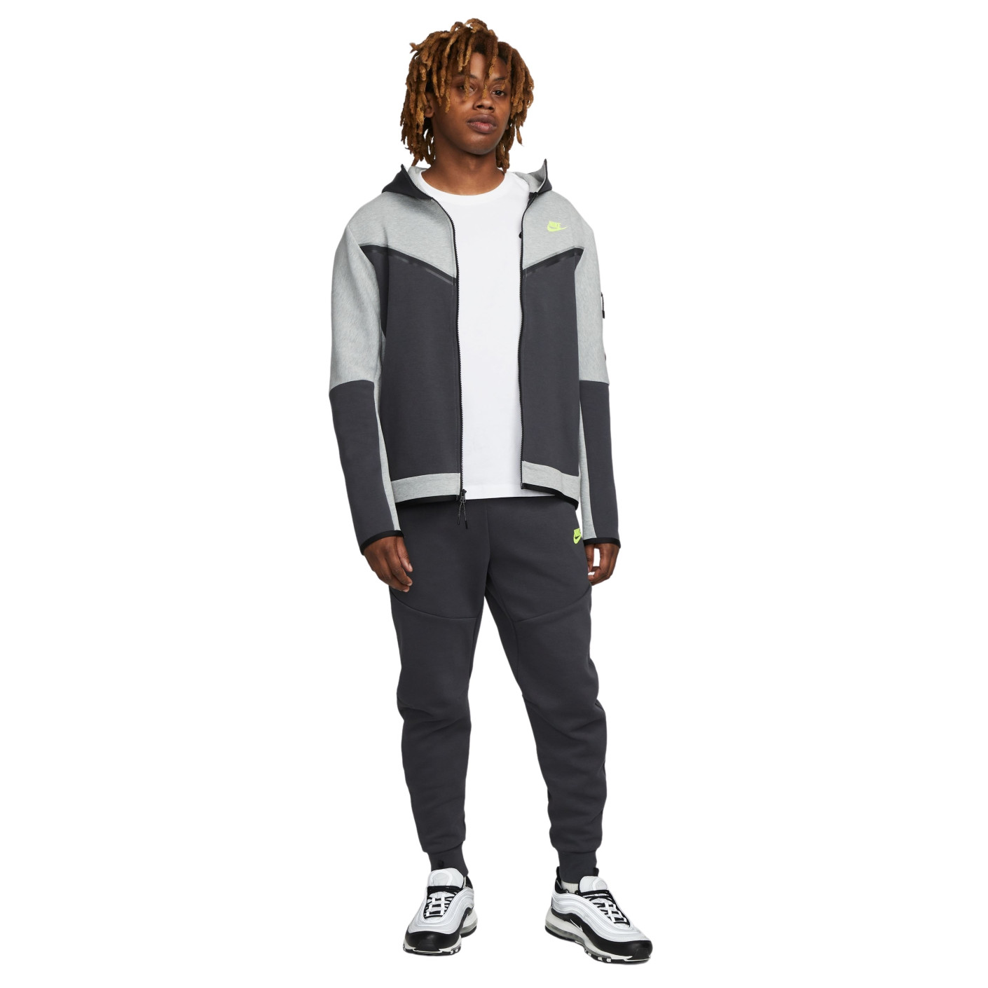 Nike Tech Fleece Tracksuit Grey Dark Grey Yellow 