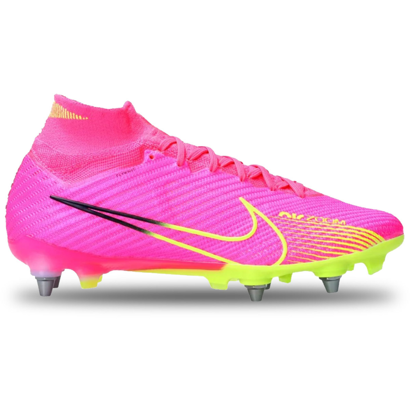 Nike Zoom Mercurial Superfly 9 Elite Iron Stud Football Shoes (SG) Pro Player Pink Yellow Black