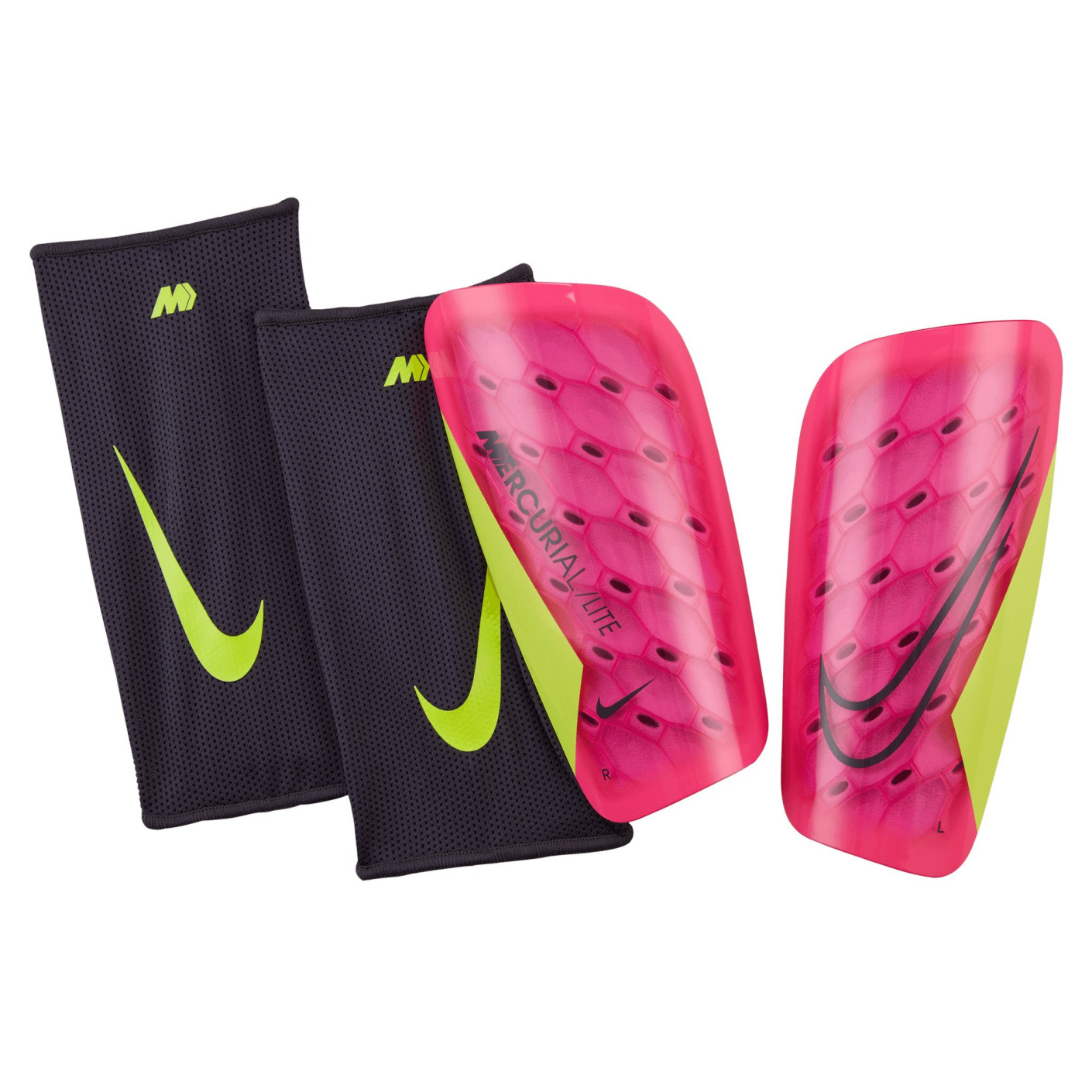 Nike Mercurial Lite Shin Guards Pink Yellow Black
