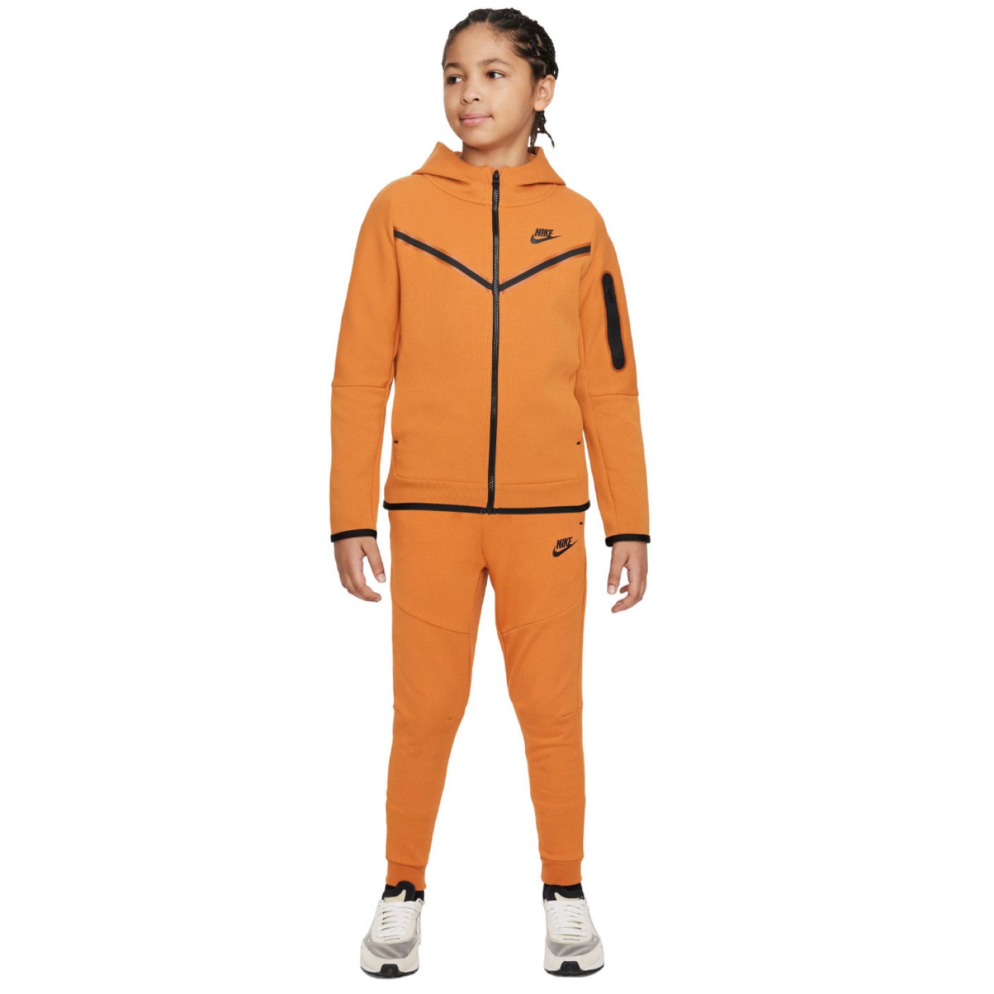 Nike Tech Fleece Tracksuit Kids Orange Black