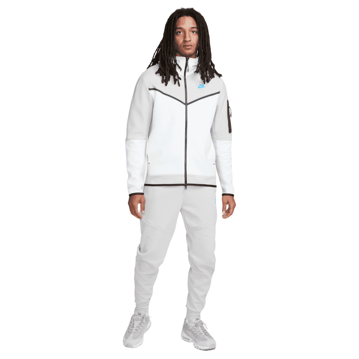 Nike Tech Fleece Tracksuit Light Grey White Blue 