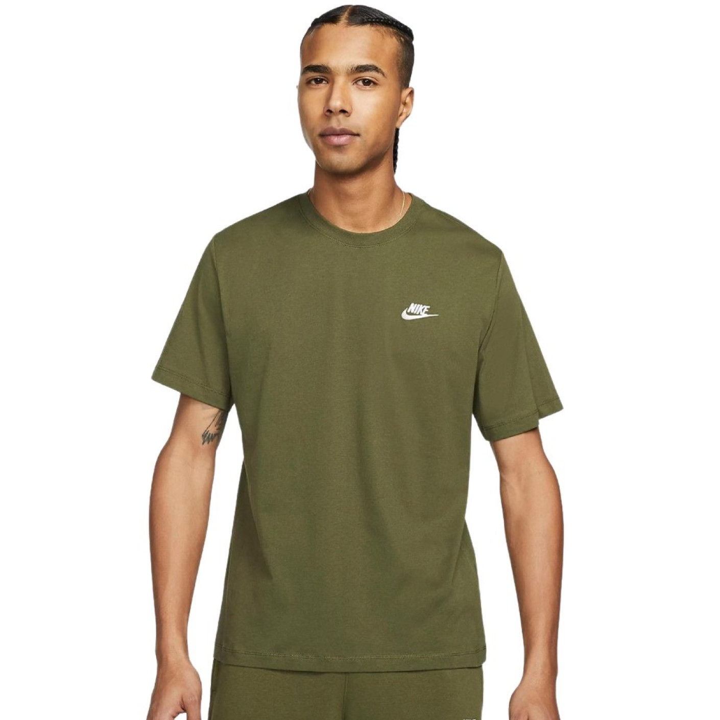 Nike Club SportswearT-Shirt Olijf Groen Wit