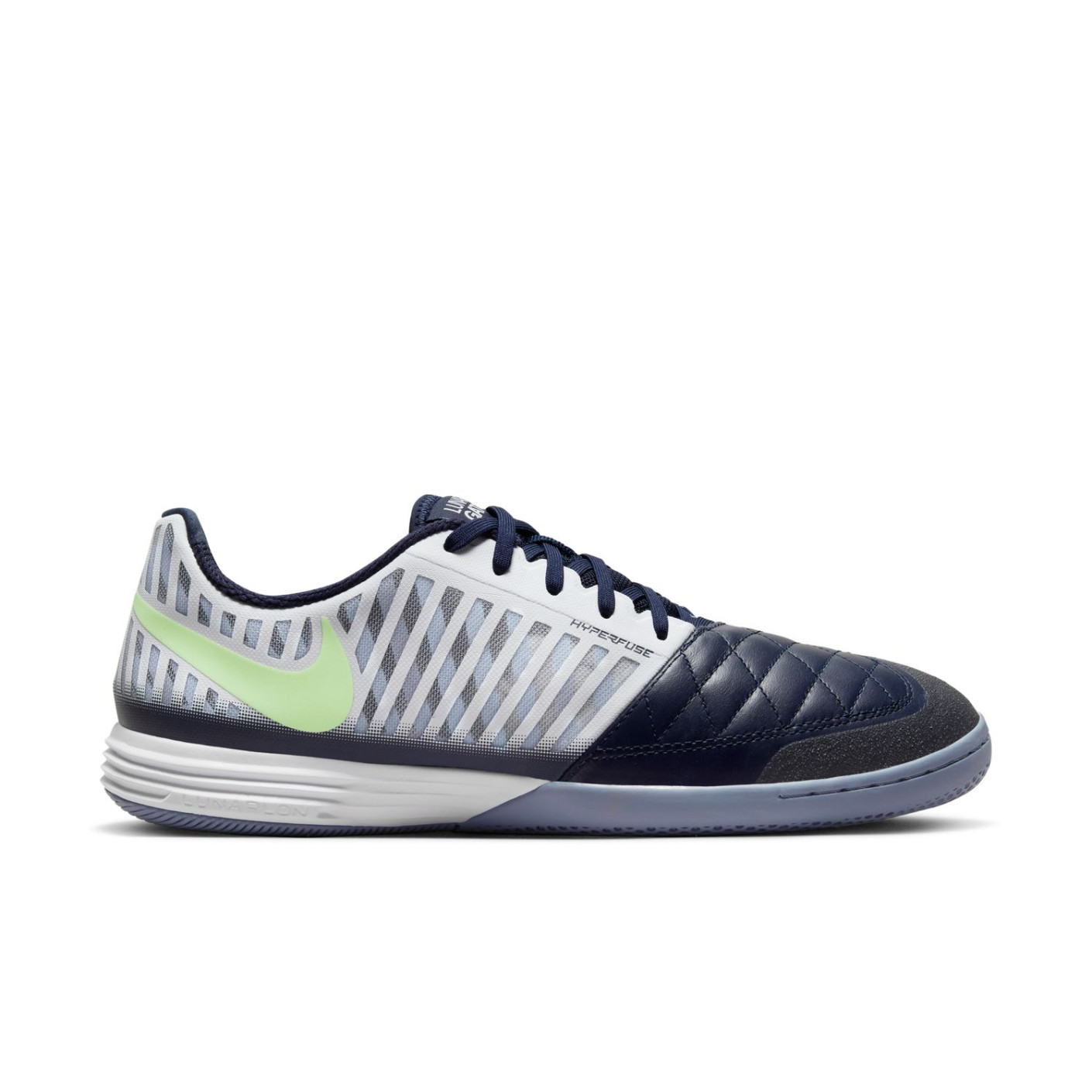 Nike Lunargato II Zaalvoetbalschoenen (IN) Donkerblauw Zilver Lichtgroen