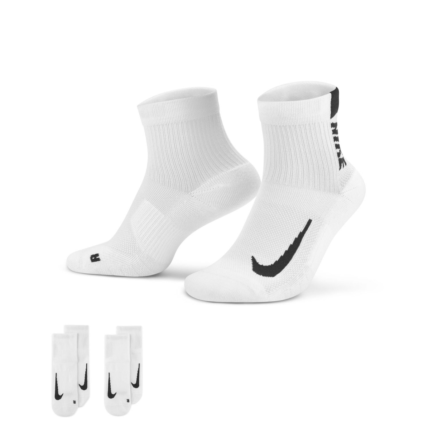 Nike Multiplier 2 Pack Short Sports Socks White Black