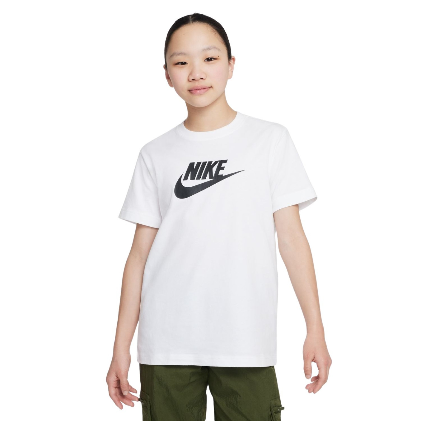 Nike Logo Sportswear T Shirt Girls White Black KNVBshop