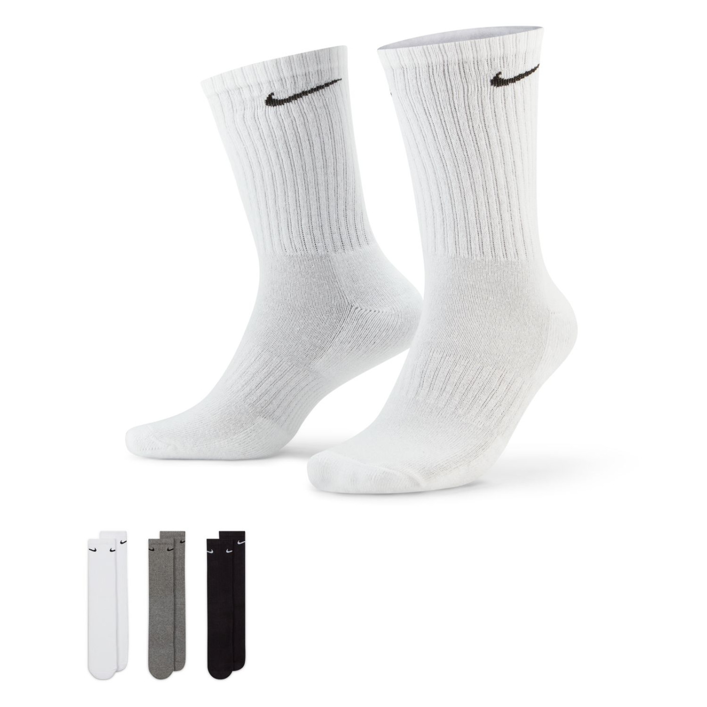 Nike Everyday Cushioned 3-Pack Sports Socks Black Grey White