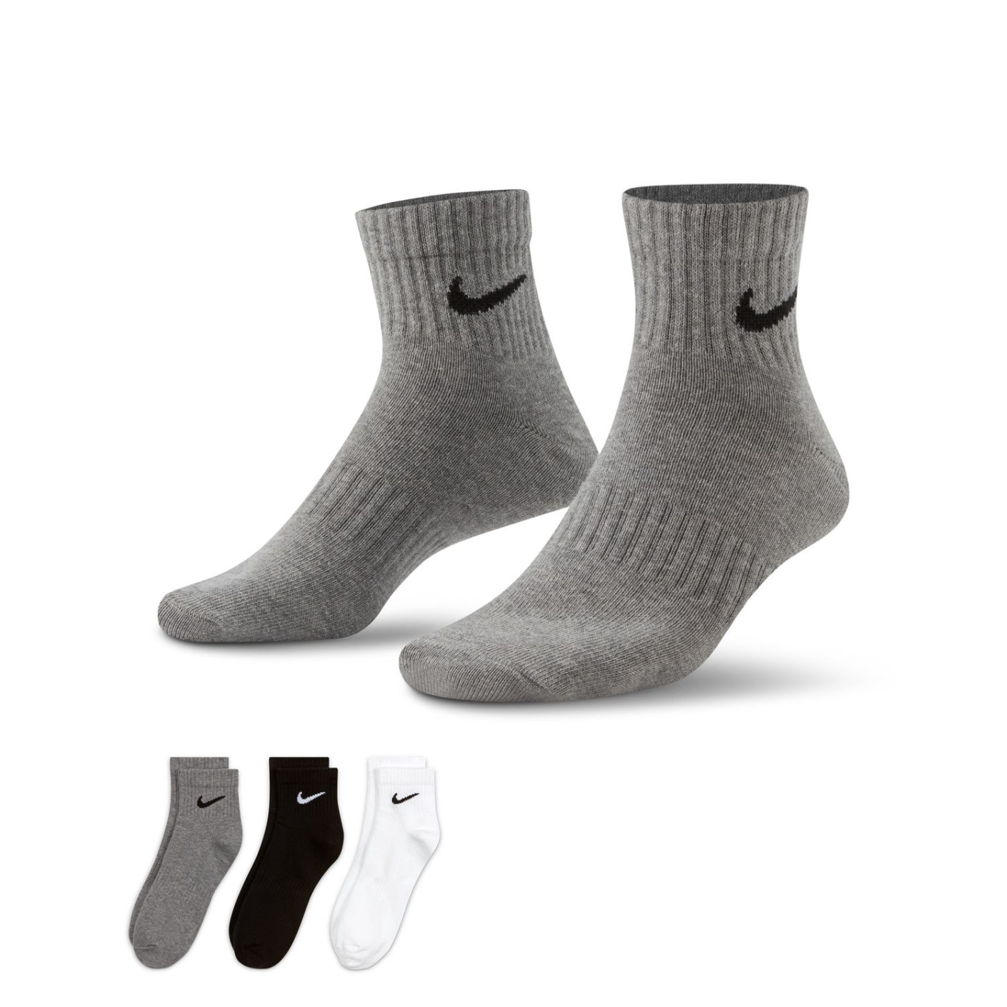 Nike Lightweight Everyday Sportsokken 3 Pack Multicolor Grijs Zwart Wit