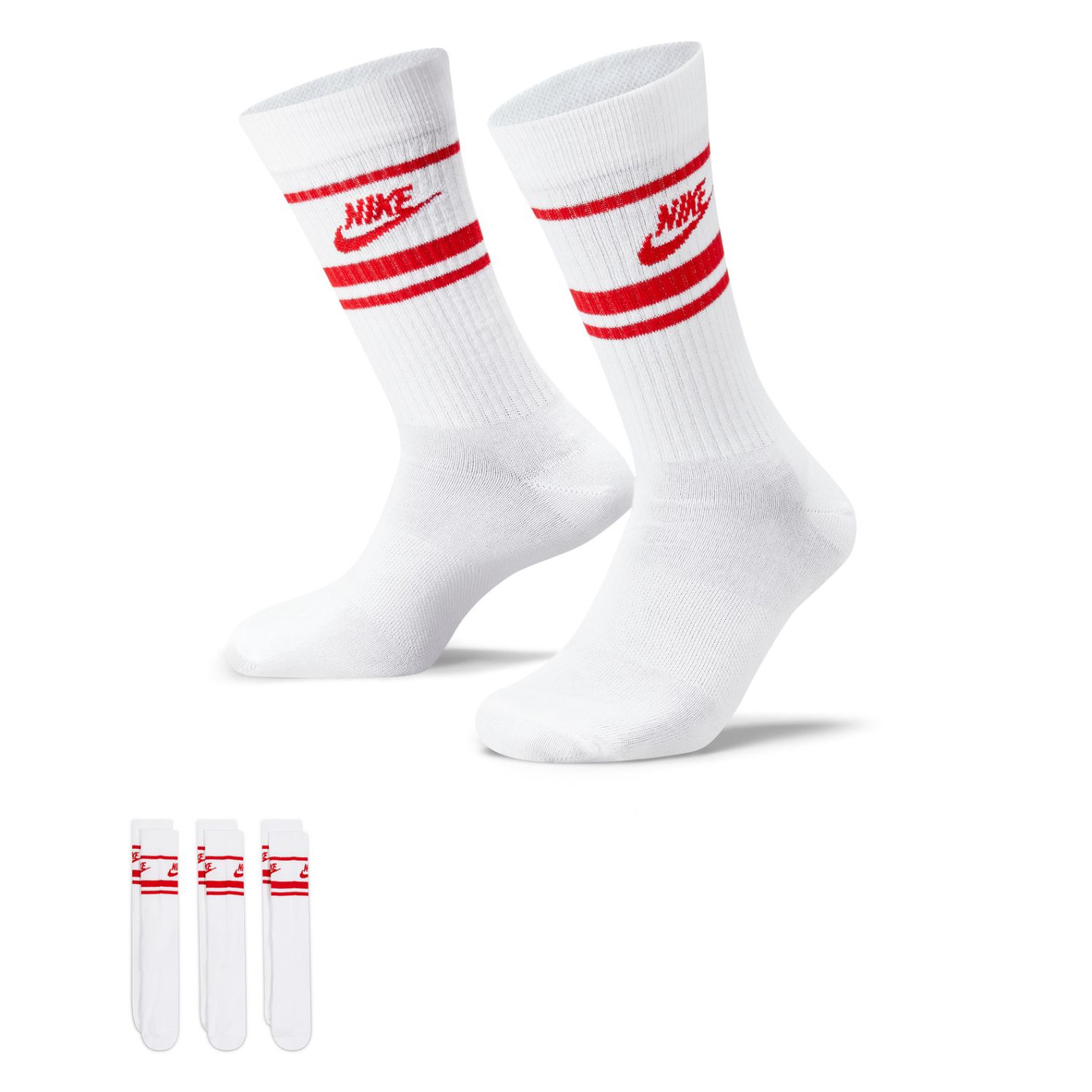 Nike Sportswear Everyday Essential 3-Pack Sports Socks White Red