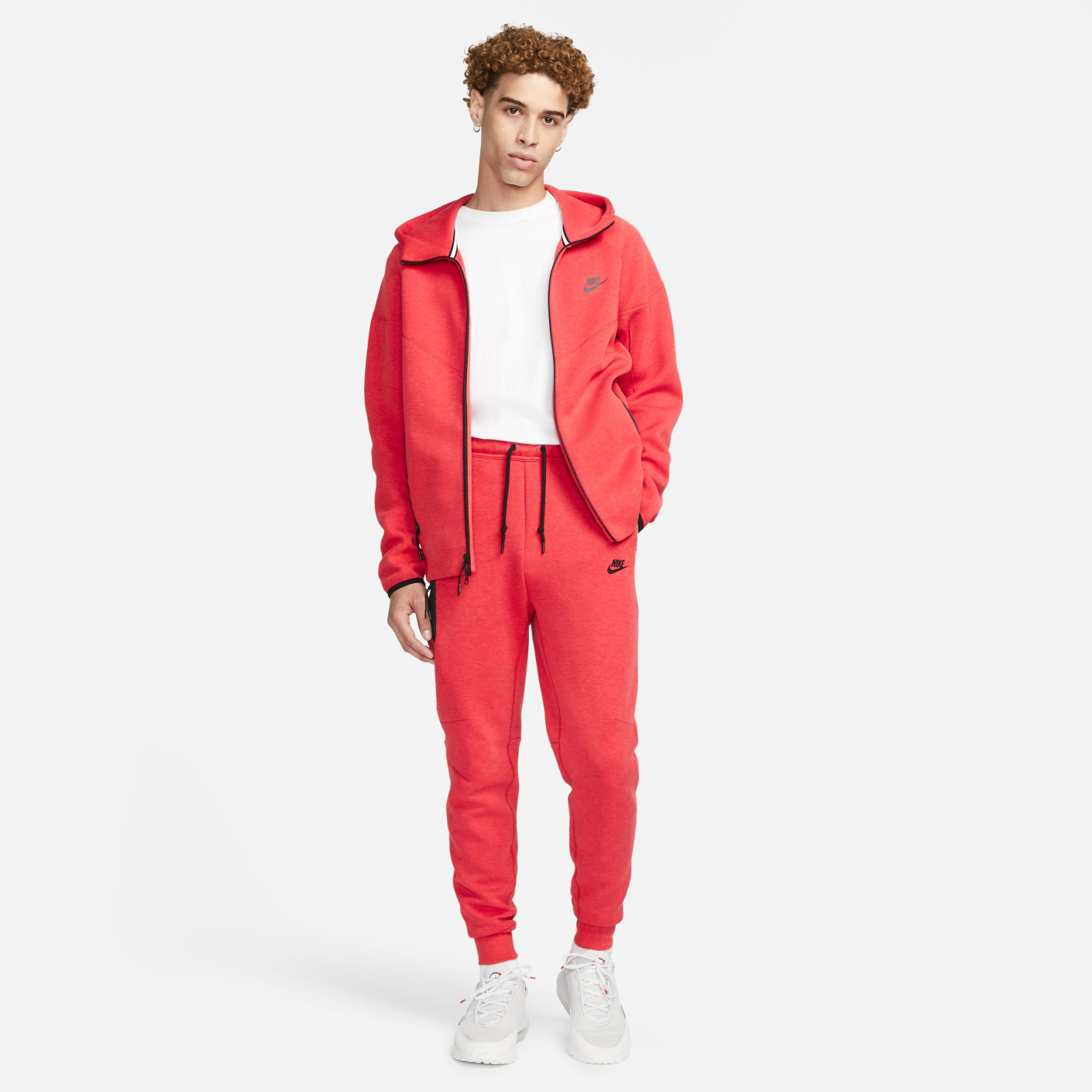 Nike Tech Fleece Sweat Pants Sportswear Melange Red Black KNVBshop