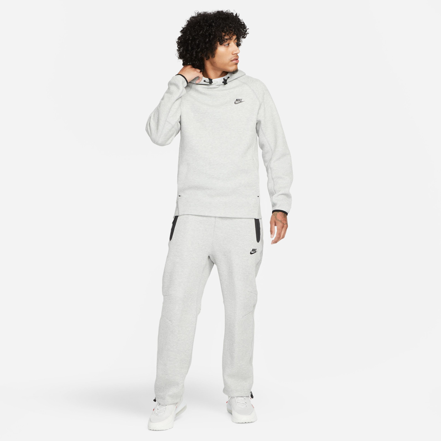 Nike tech fleece hoodie light grey discount