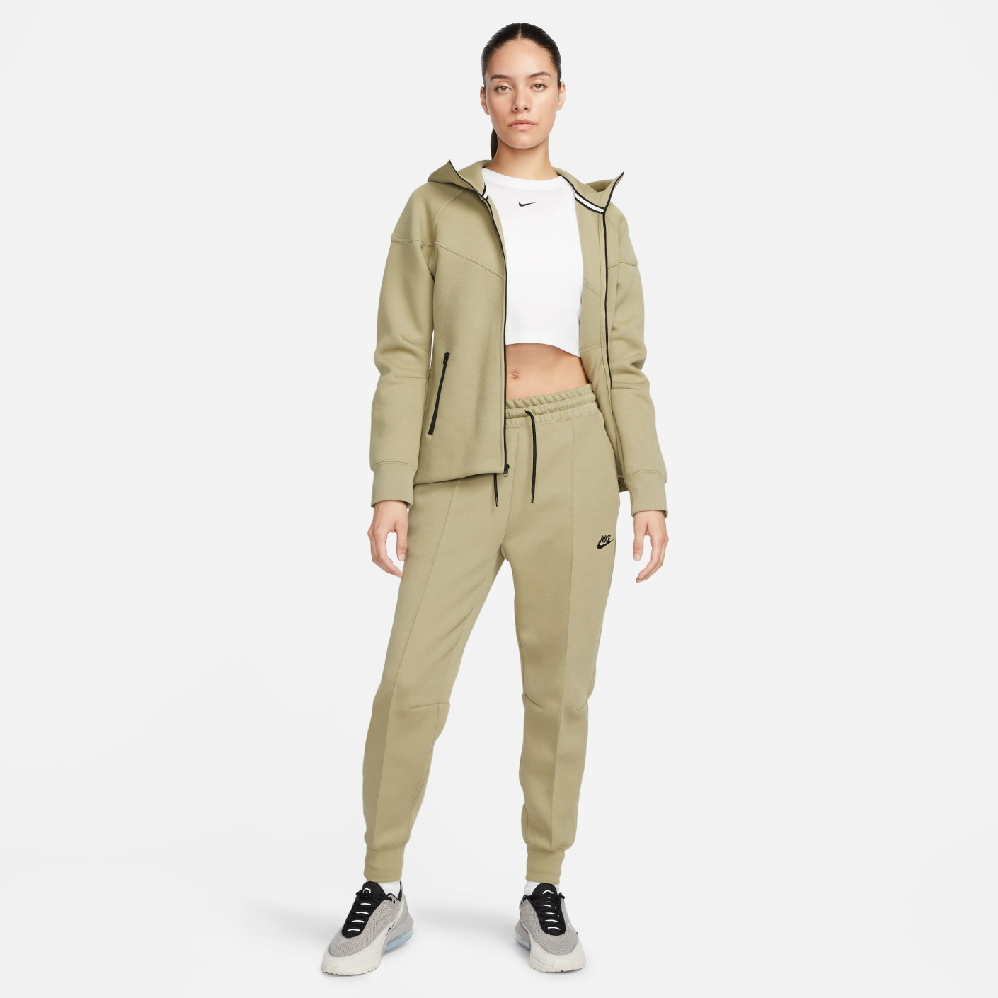 Khaki nike tech tracksuit top