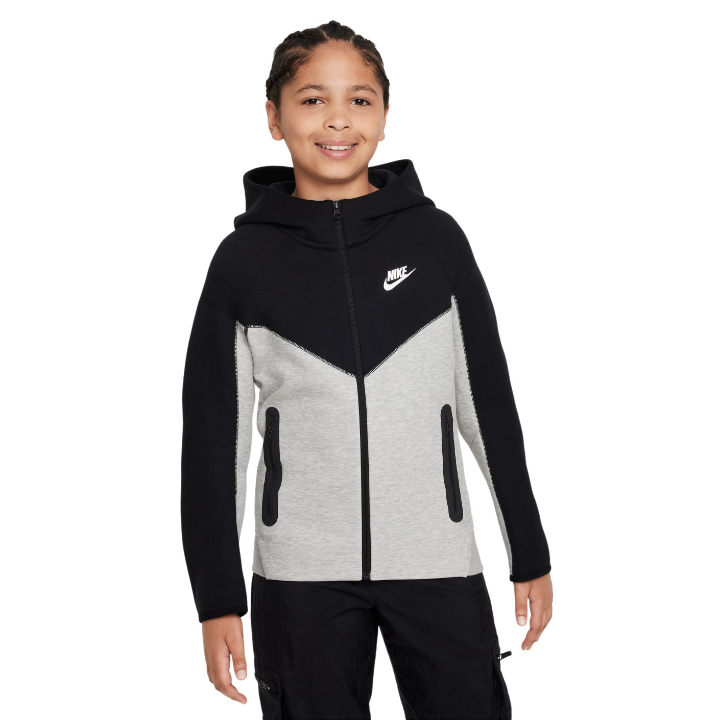 Nike Tech Fleece Vest Sportswear Kids Light Grey Black White